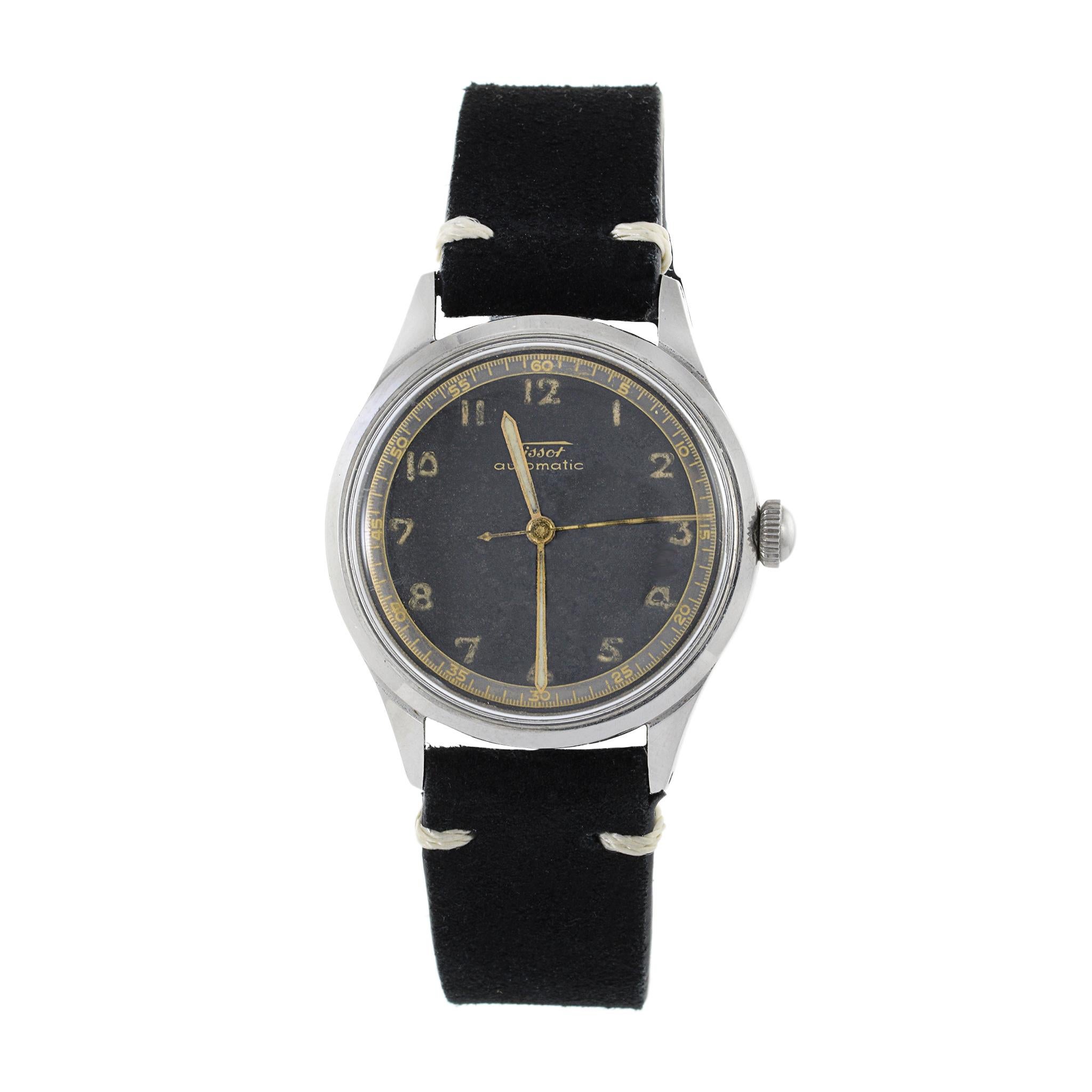 This is a rare 1940's Tissot military style calatrava with an in house bumper automatic movement. It is a reference 6541-1.

The collectibility of this watch is driven by its original dial and unpolished case. It is a true collector piece.

The