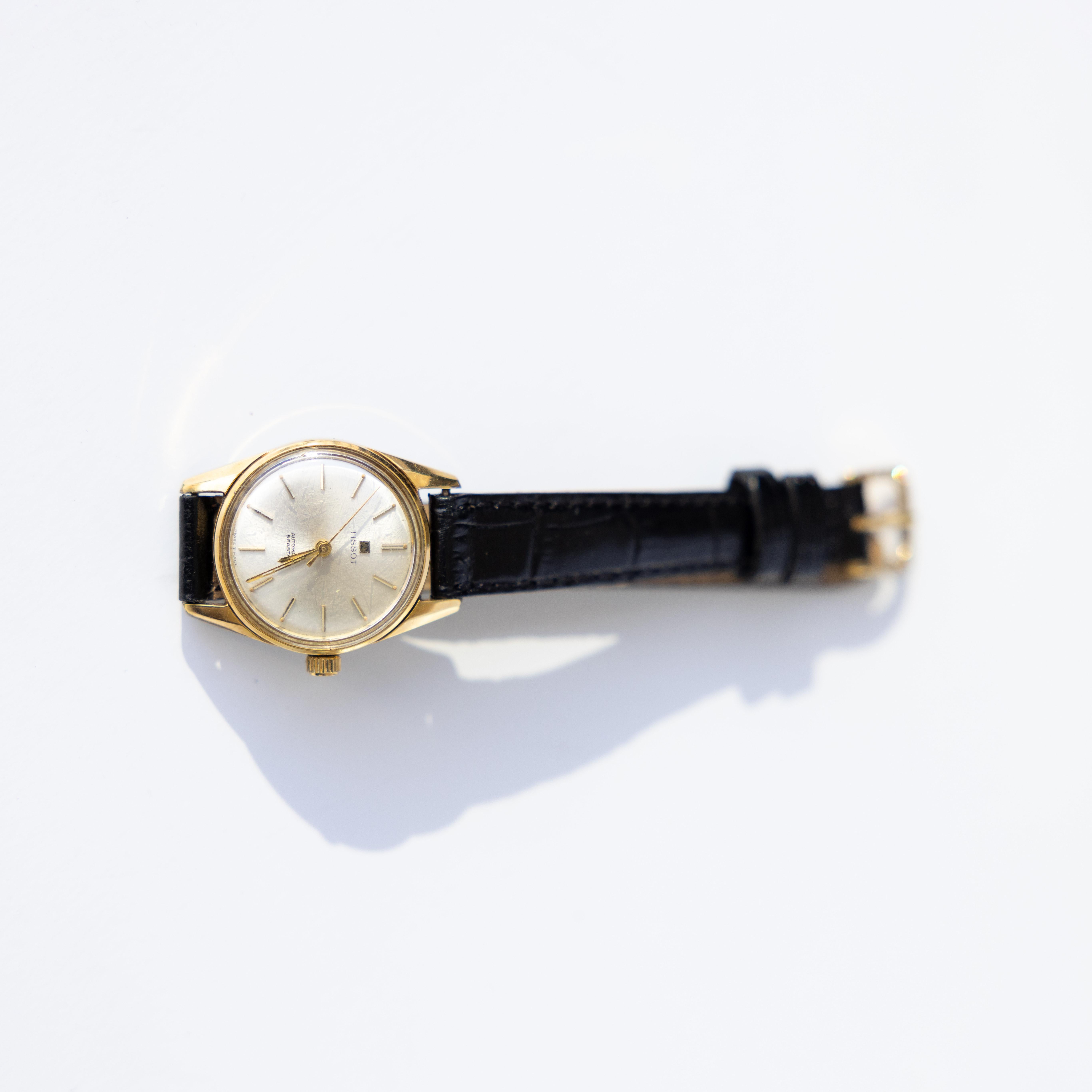 Contemporary Tissot Automatic Seastar Diamond 18K Yellow Gold Vintage Women’s Watch