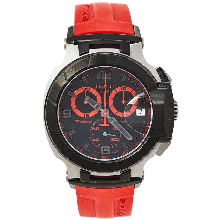 Tissot Black PVD Stainless Steel T-Race T048417A Men's Wristwatch 45 mm ...