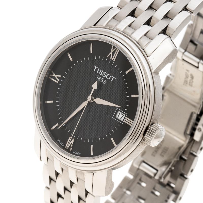 Tissot Schwarze Bridgeport-Armbanduhr aus Edelstahl für Herren T097410A 40 mm (Zeitgenössisch)
