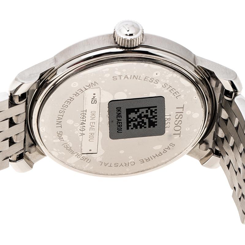Tissot Schwarze Bridgeport-Armbanduhr aus Edelstahl für Herren T097410A 40 mm im Zustand „Hervorragend“ in Dubai, Al Qouz 2