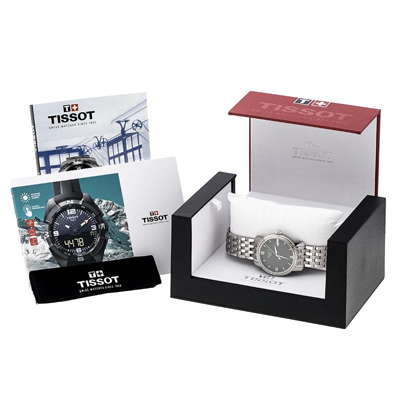 Tissot Schwarze Bridgeport-Armbanduhr aus Edelstahl für Herren T097410A 40 mm 2
