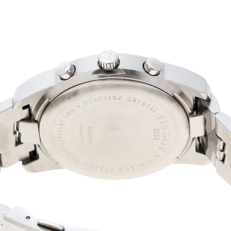 Contemporary Tissot Black Stainless Steel PR 50 Chronograph J378/478 Men's Wristwatch 38 mm