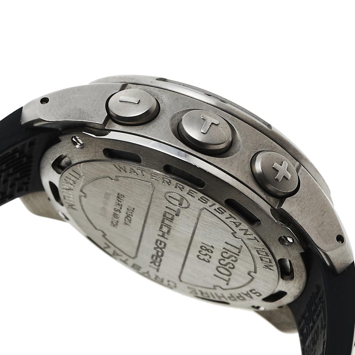 Contemporary Tissot Black Titanium and Rubber T-Touch T013420A Men's Wristwatch 43 MM
