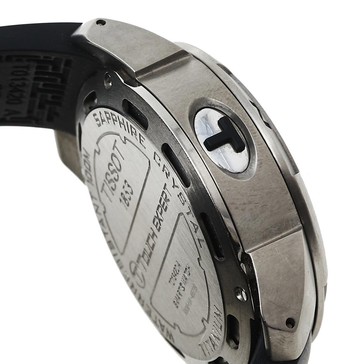 Tissot Black Titanium and Rubber T-Touch T013420A Men's Wristwatch 43 MM In Good Condition In Dubai, Al Qouz 2