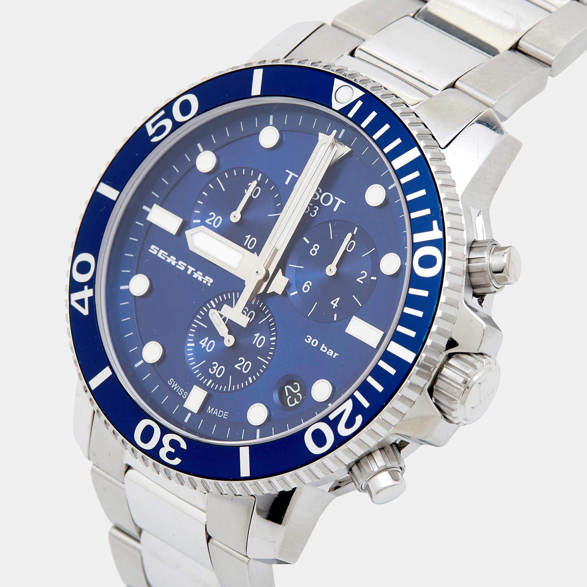 Montre-bracelet pour homme Tissot Seastar 1000 T120.417.11.041.00 en acier inoxydable bleu  Bon état à Dubai, Al Qouz 2