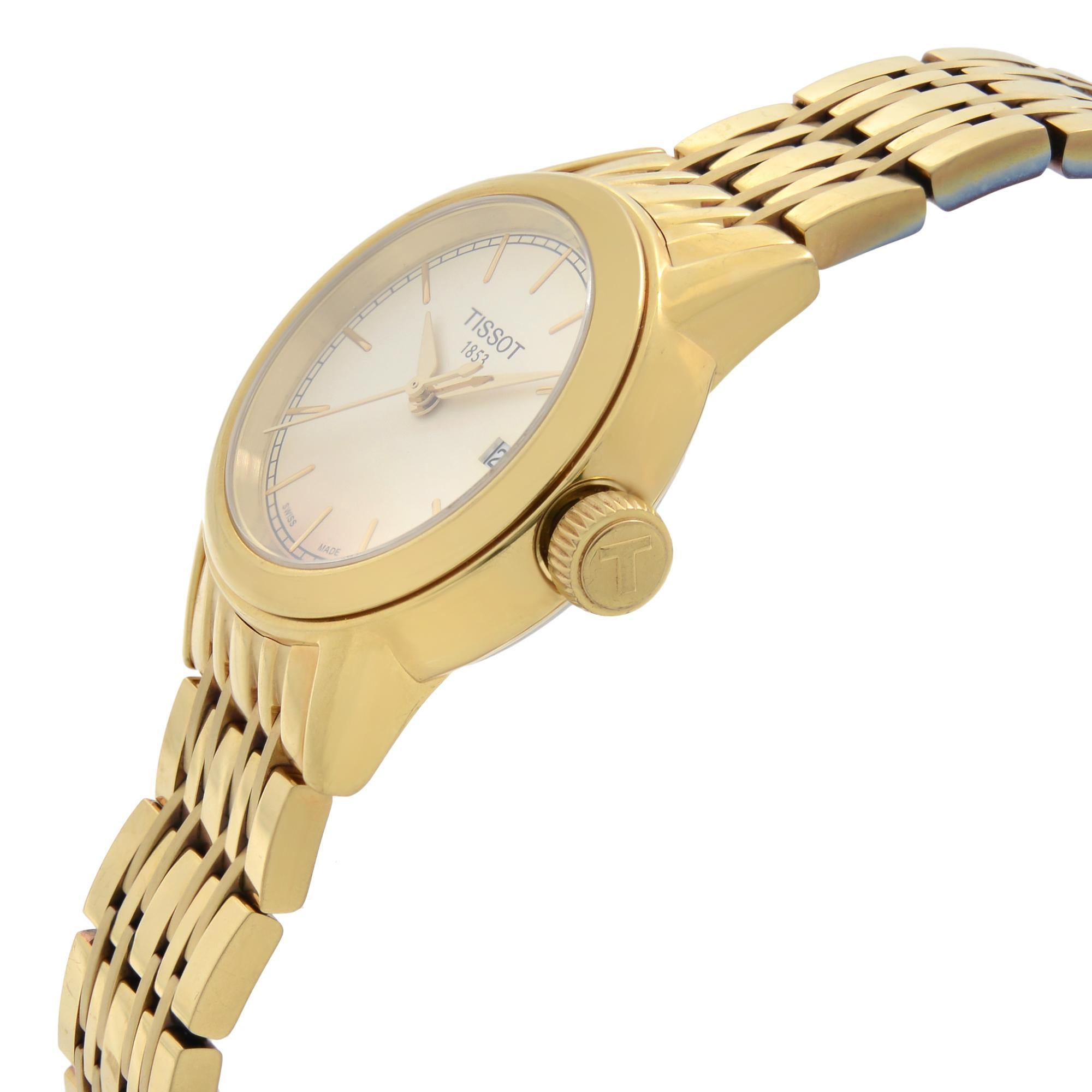 Tissot Carson PVD Steel Beige Dial Quartz Ladies Watch T085.210.33.021.00 In Good Condition In New York, NY