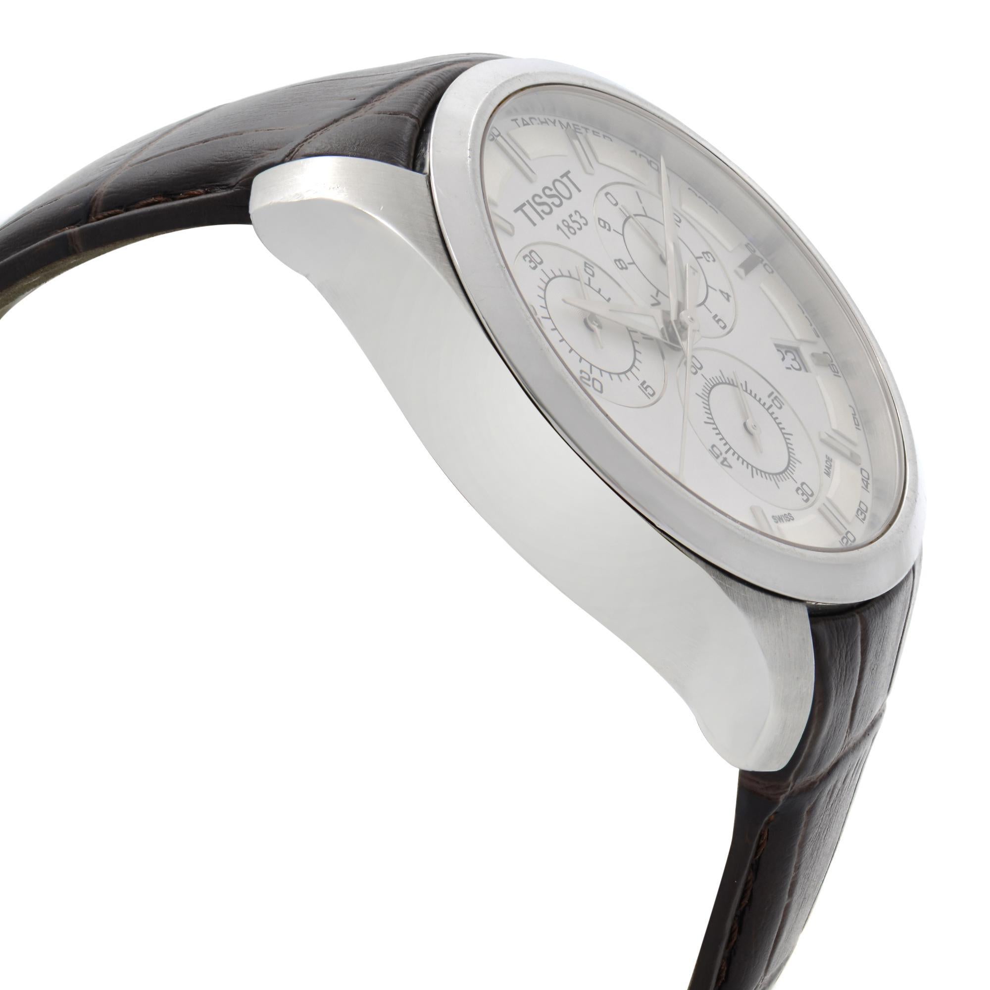Tissot Couturier Quarzuhr aus Stahl und Leder mit weißem Zifferblatt T035.617.16.031.00 Herren