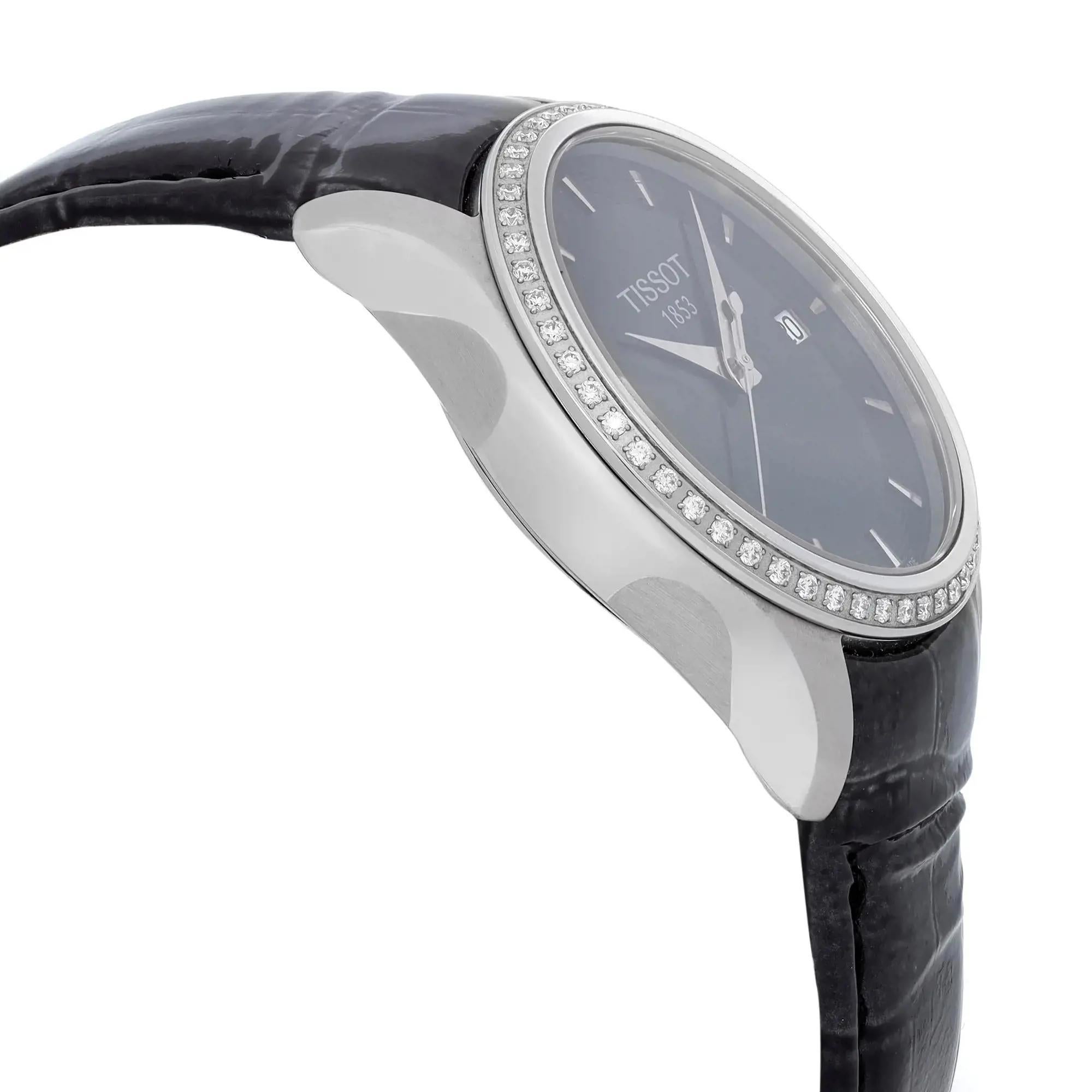 De los hombres Tissot Couturier Acero Diamante Esfera Negra Reloj Cuarzo Señora T035.210.66.051.00 en venta