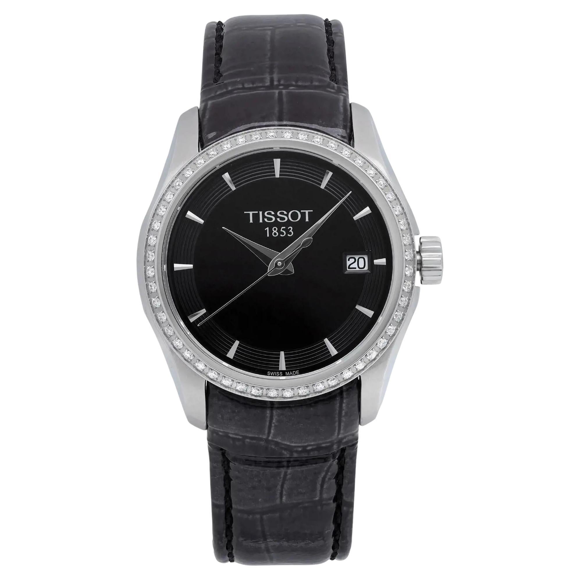 Tissot Couturier Diamond Steel Black Dial Quartz Ladies Watch T035.210.66.051.00 For Sale