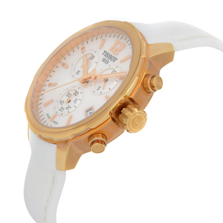 Tissot Dressport Chronograph Mother of Pearl Dial White Leather Strap Watch for Women - T050.217.17.117.00 main image 0