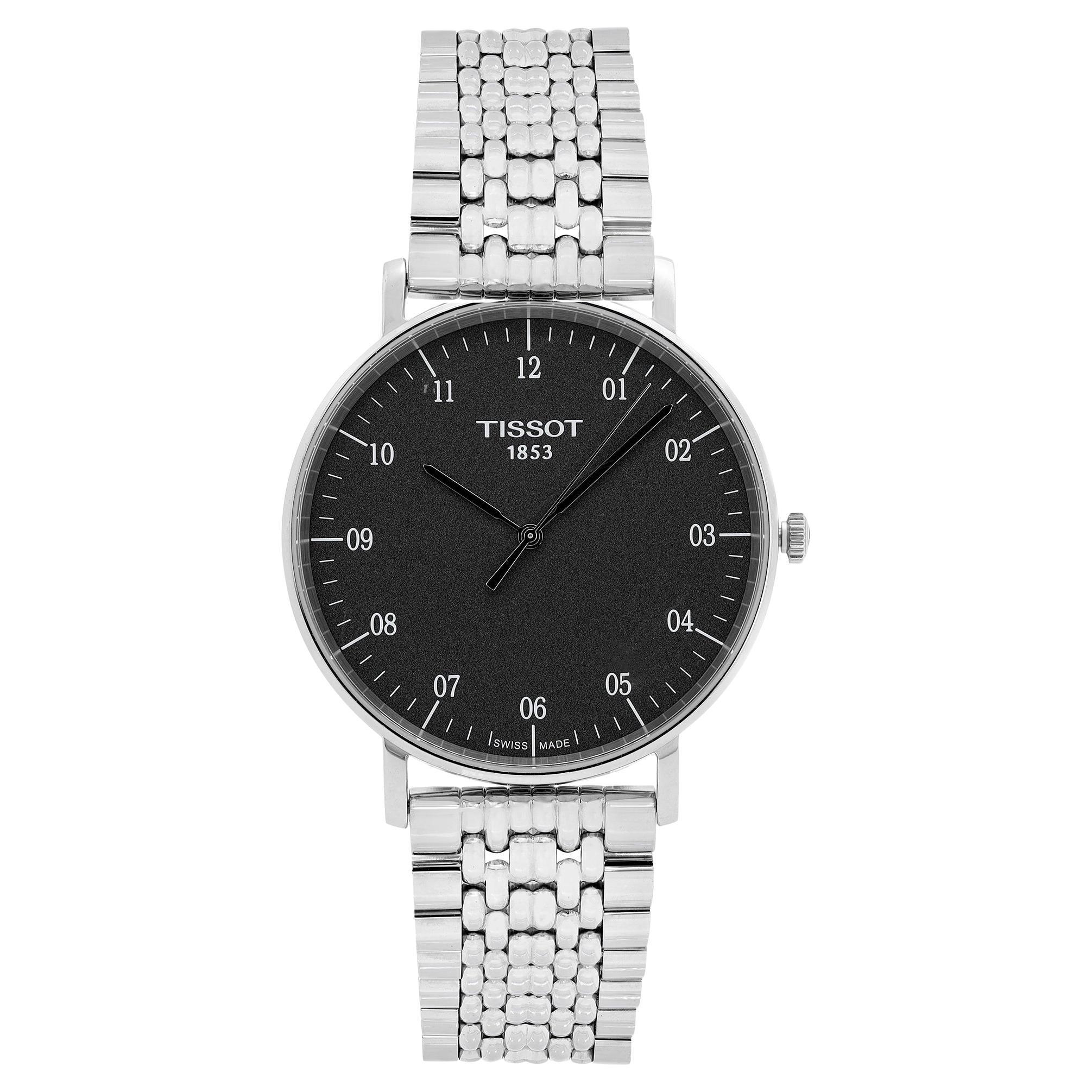 Tissot Montre Everytime en acier avec cadran en rhodium foncé et quartz pour hommes T109,610.11.077,00