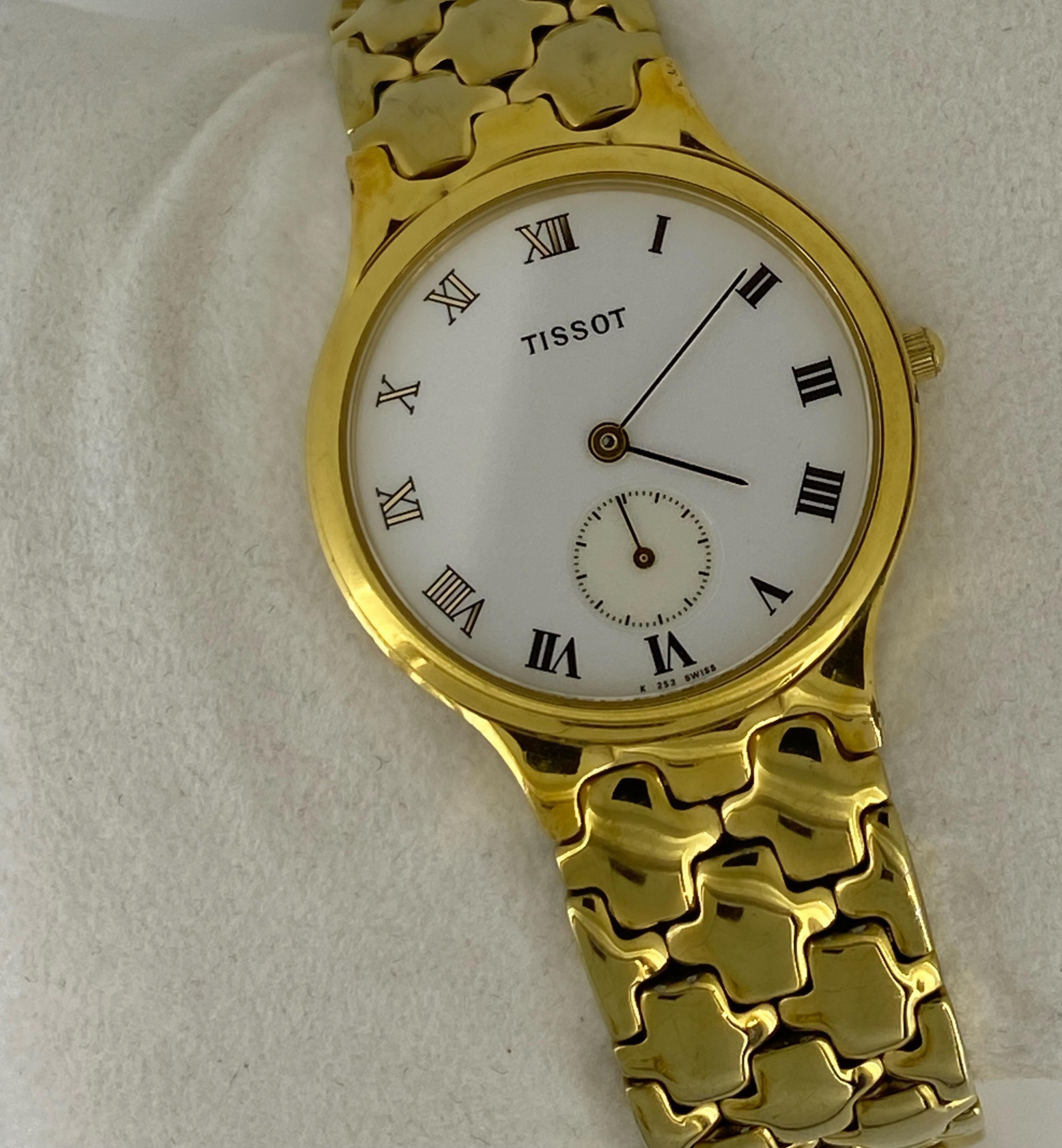 Tissot K 253 Gold-Plated S/Steel Swiss Quartz 32mm Vintage Mens' Watch In Excellent Condition For Sale In MELBOURNE, AU