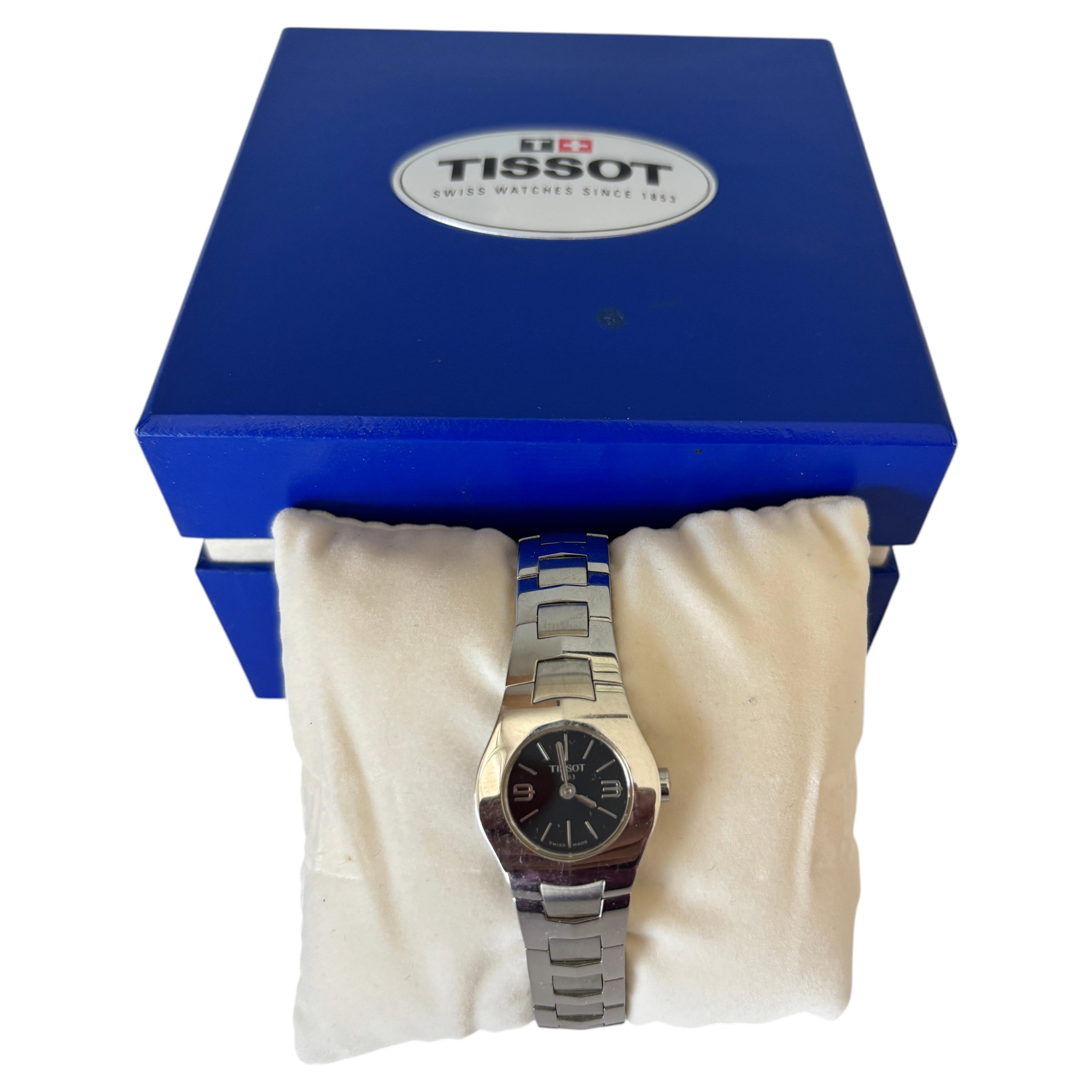Tissot Petite Ladies Stainless Steel Quartz Wristwatch Black Dial New Old Stock For Sale