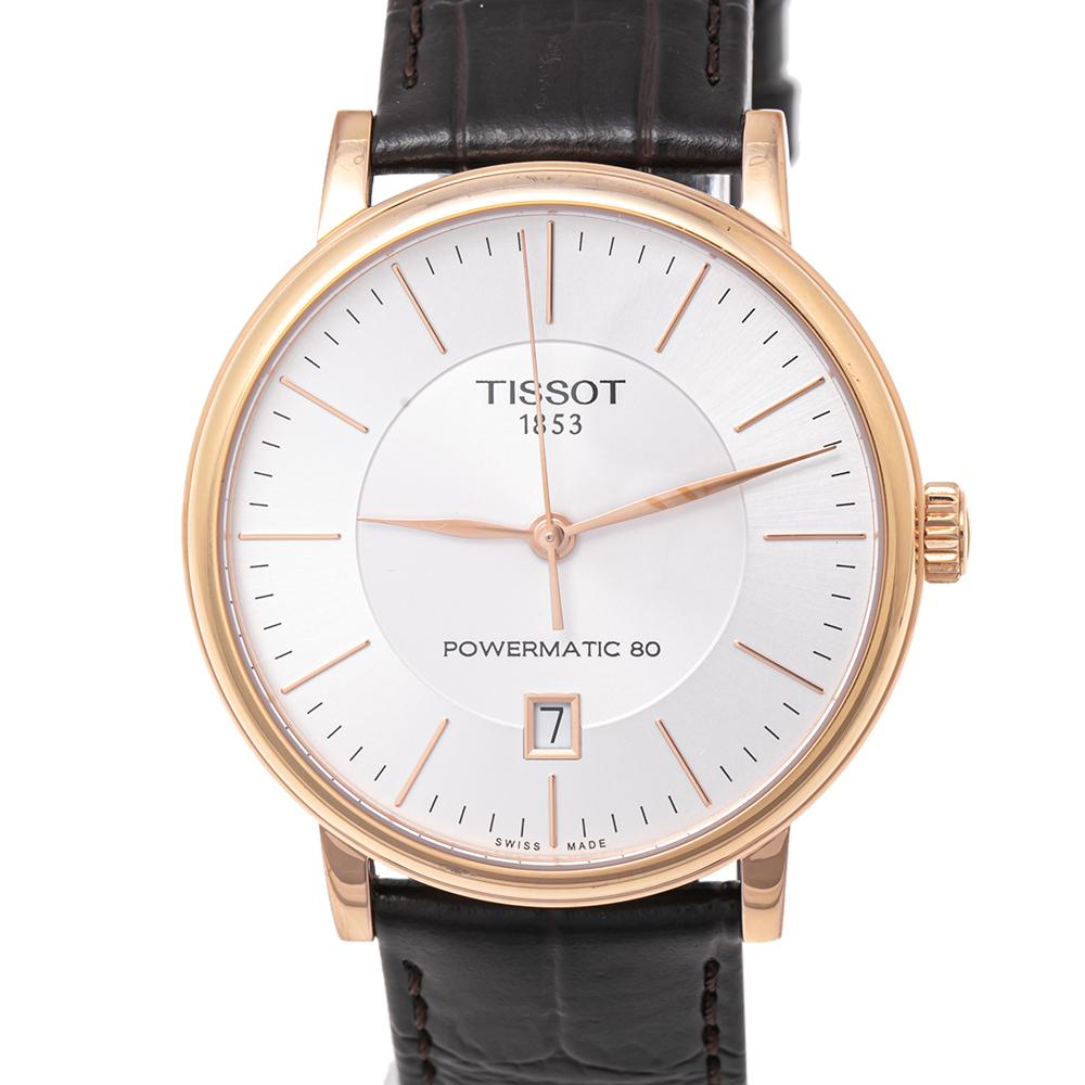 Tissot Plated Stainless Steel Leather Caron Powermatic Men's Wristwatch 40 mm 3