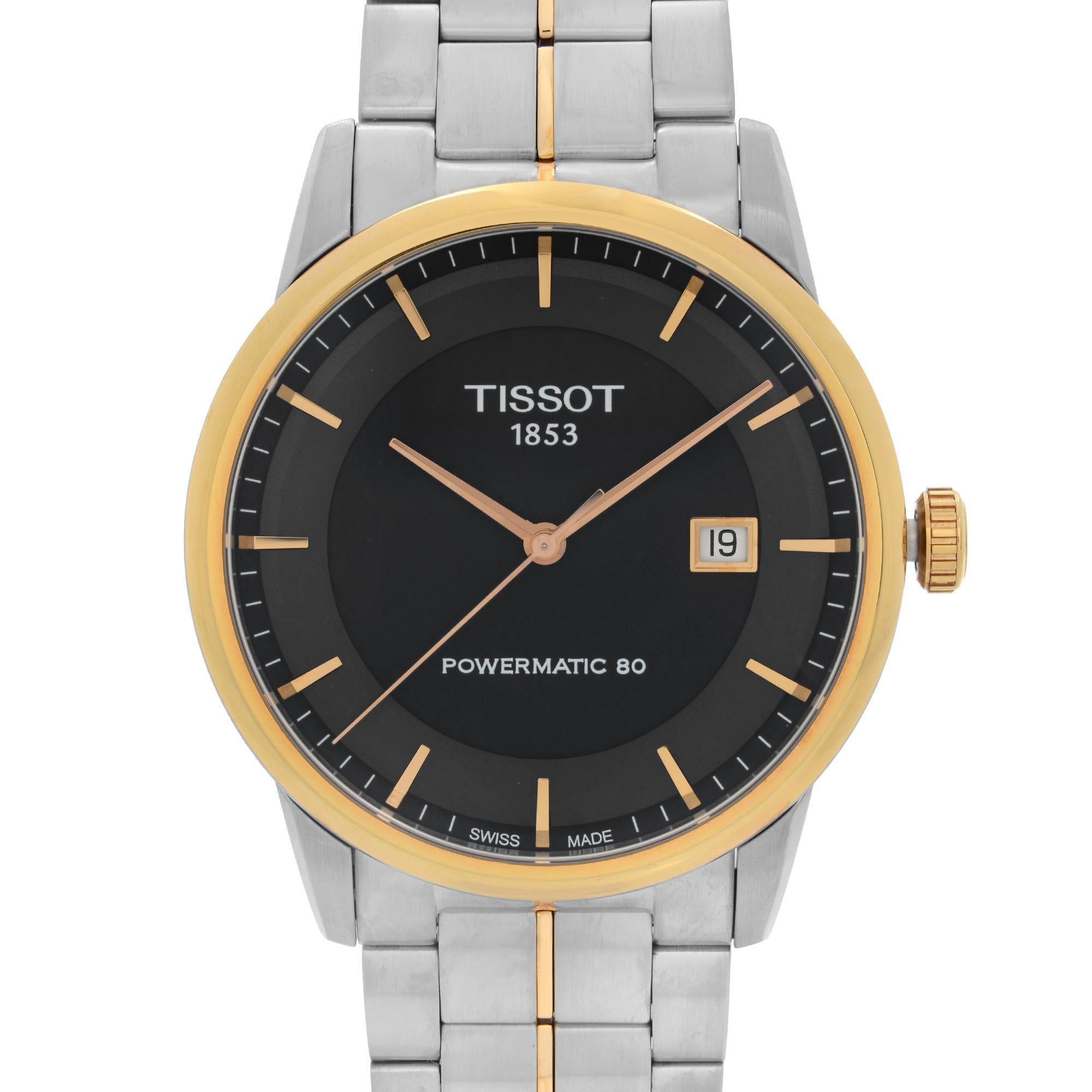 New with defect Tissot Powermatic 80 41mm Stainless Steel Black Dial Men's Automatic Watch T086.407.22.051.00. The watch has minor signs of oxidation on the hour hand due to aging. This timepiece is powered by Mechanical (automatic) movement with