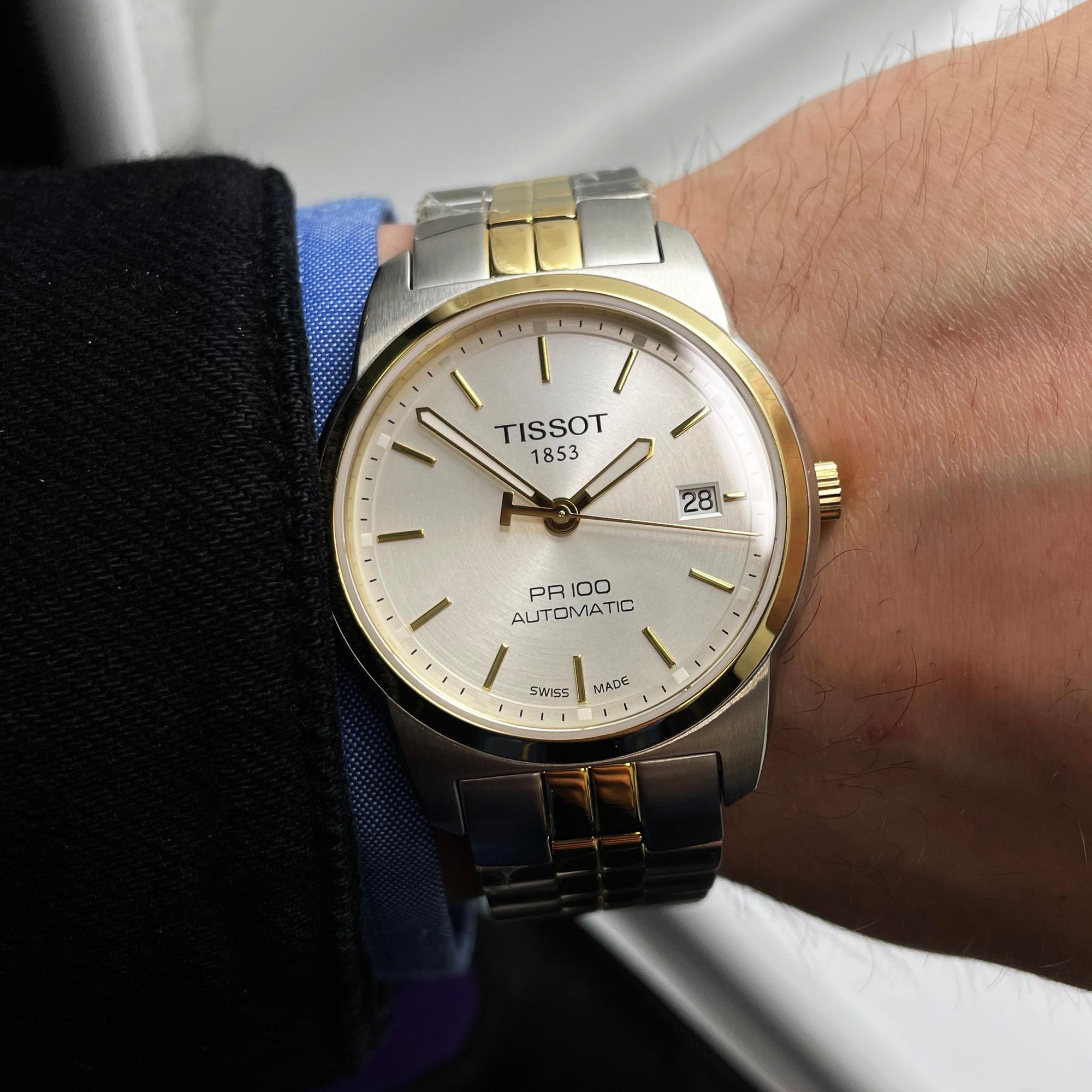 Tissot PR 100 Two Tone Steel Silver Dial Automatic Watch T049.407.22.031.00 In New Condition In New York, NY