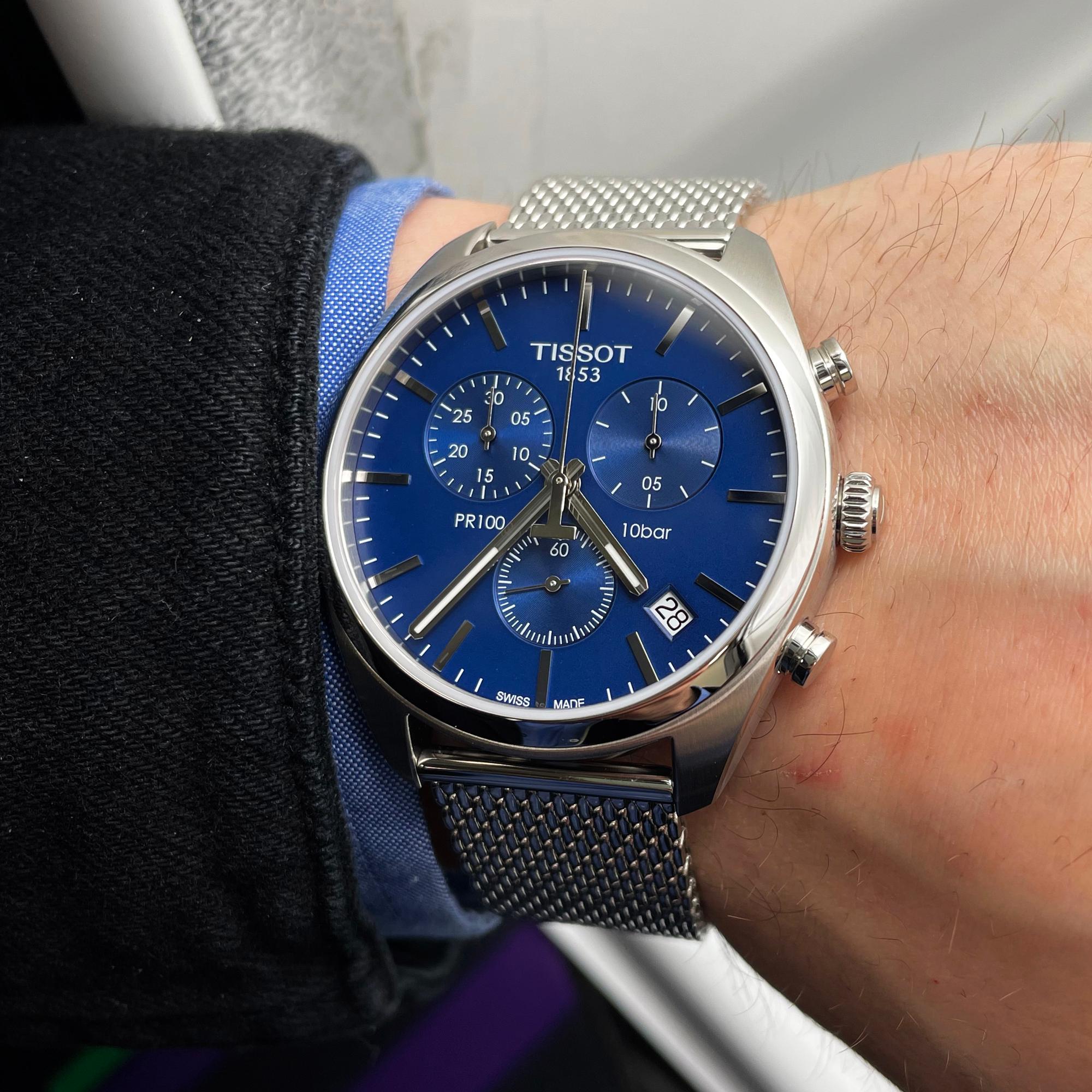 Men's Tissot PR 100 Steel Blue Dial Mens Quartz Watch T101.417.11.041.00
