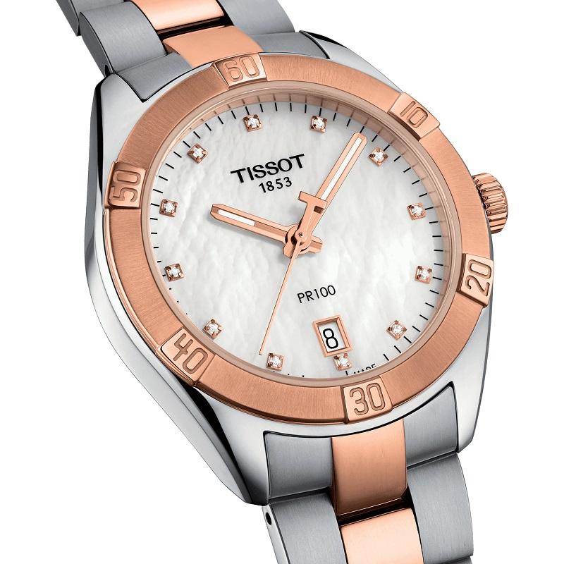 Collection 	T-Classic
Gender 	LADY
Case shape 	ROUND
Water resistance 	Water-resistant up to a pressure of 10 bar (100 m / 330 ft)
Case Material 	316L stainless steel case with rose gold PVD coating
Length (mm) 	36
Width (mm) 	36
Lugs (mm)