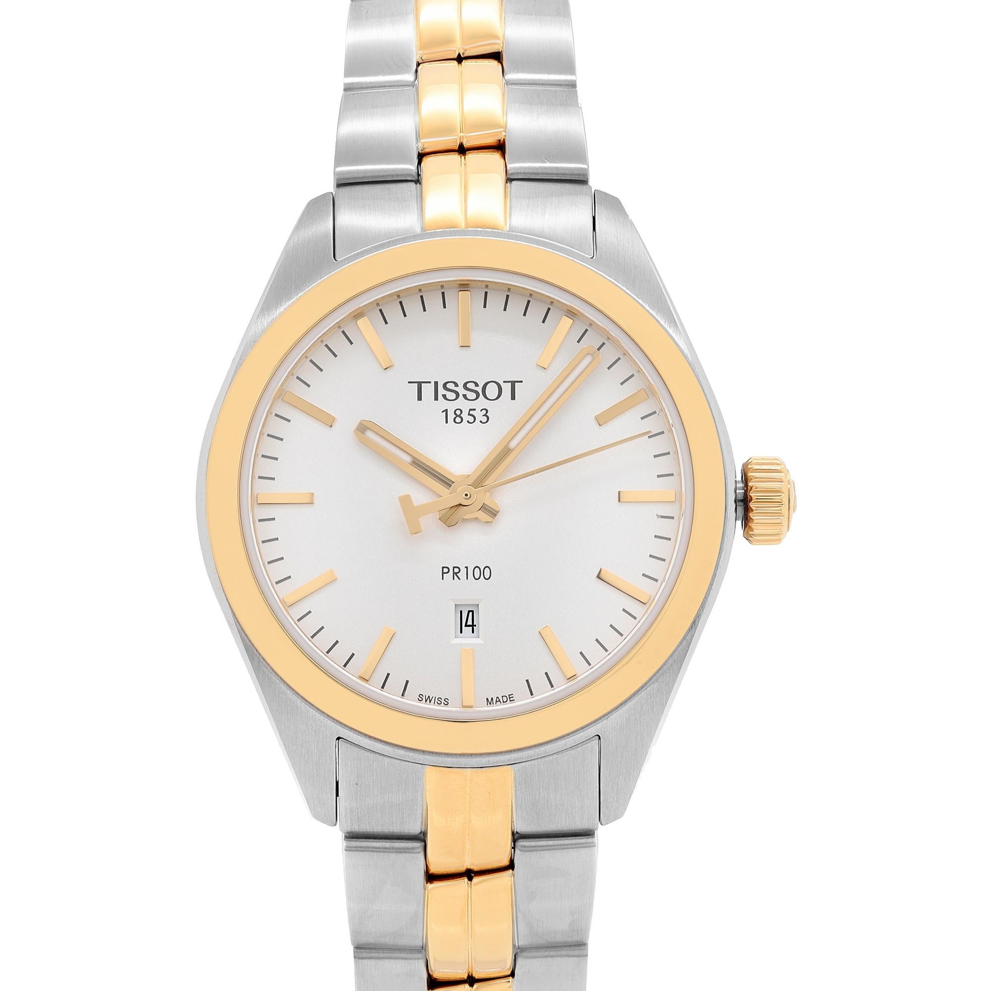 tissot pr 100 lady t-classic two-tone quartz watch - t1012102203100