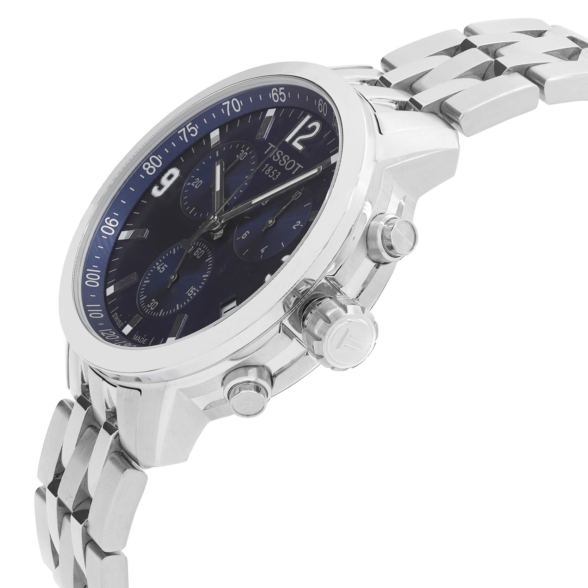 Men's Tissot PRC 200 Steel Blue Dial Mens Quartz Watch T055.417.11.047.00