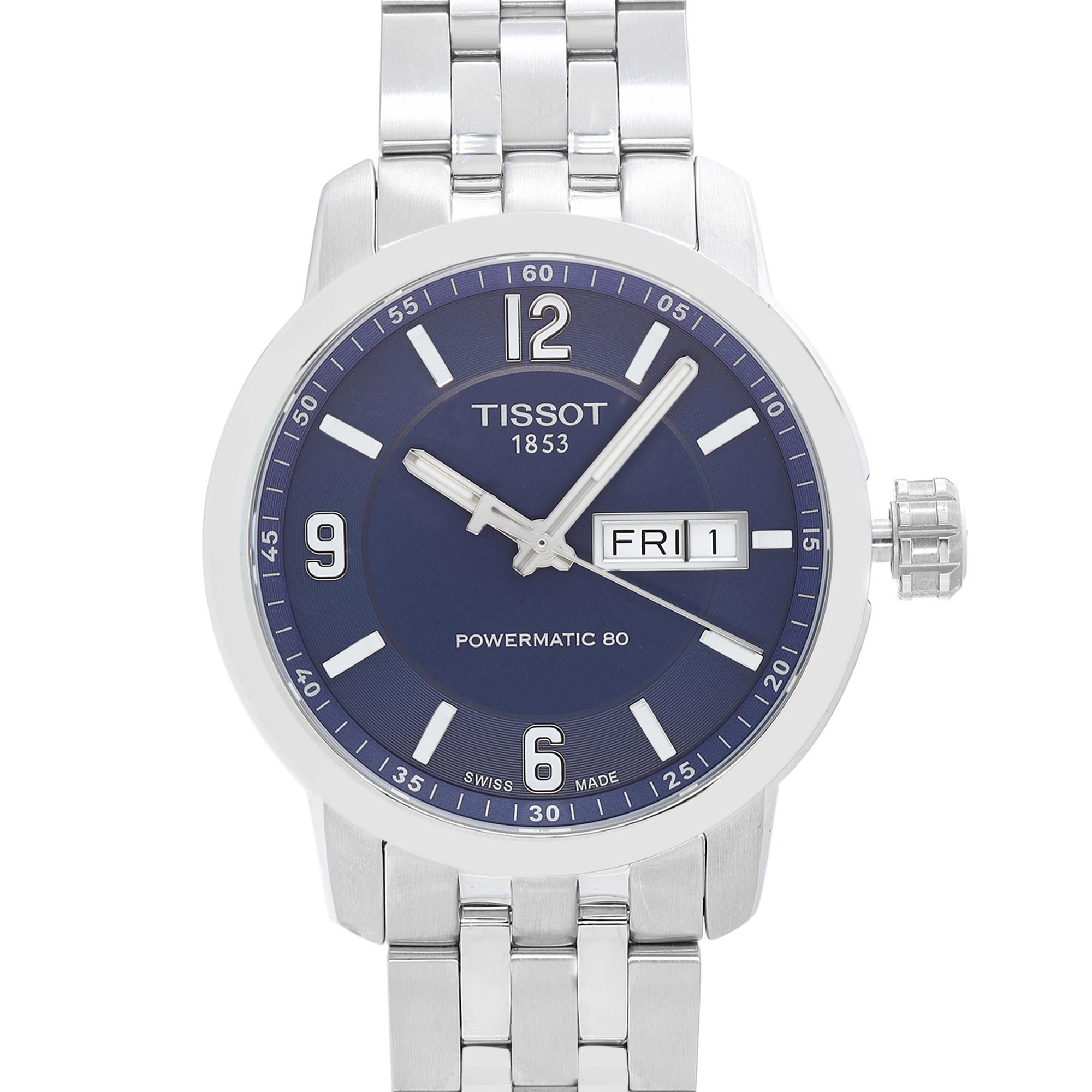 Display Model Tissot PRC 200 Men's Watch T055.430.11.047.00. This Beautiful Timepiece is Powered by Mechanical (Automatic) Movement. Features: Round Stainless Steel Case & Bracelet. Fixed Stainless Steel Bezel. Blue Dial with Luminous Silver-Tone