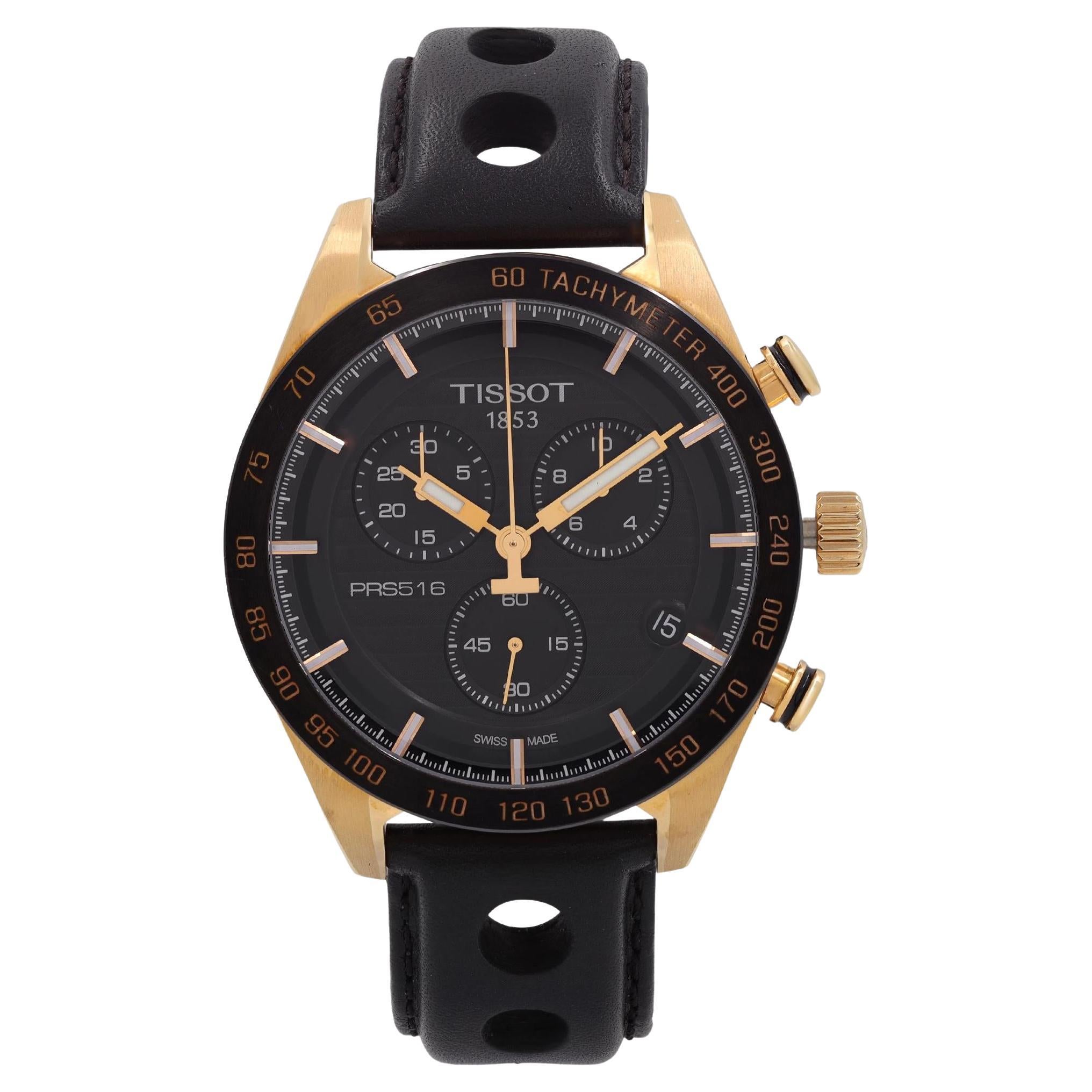 Tissot Montre pour homme PRS 516 avec chronographe, cadran en acier et quartz noir, T100.417.36.051.00