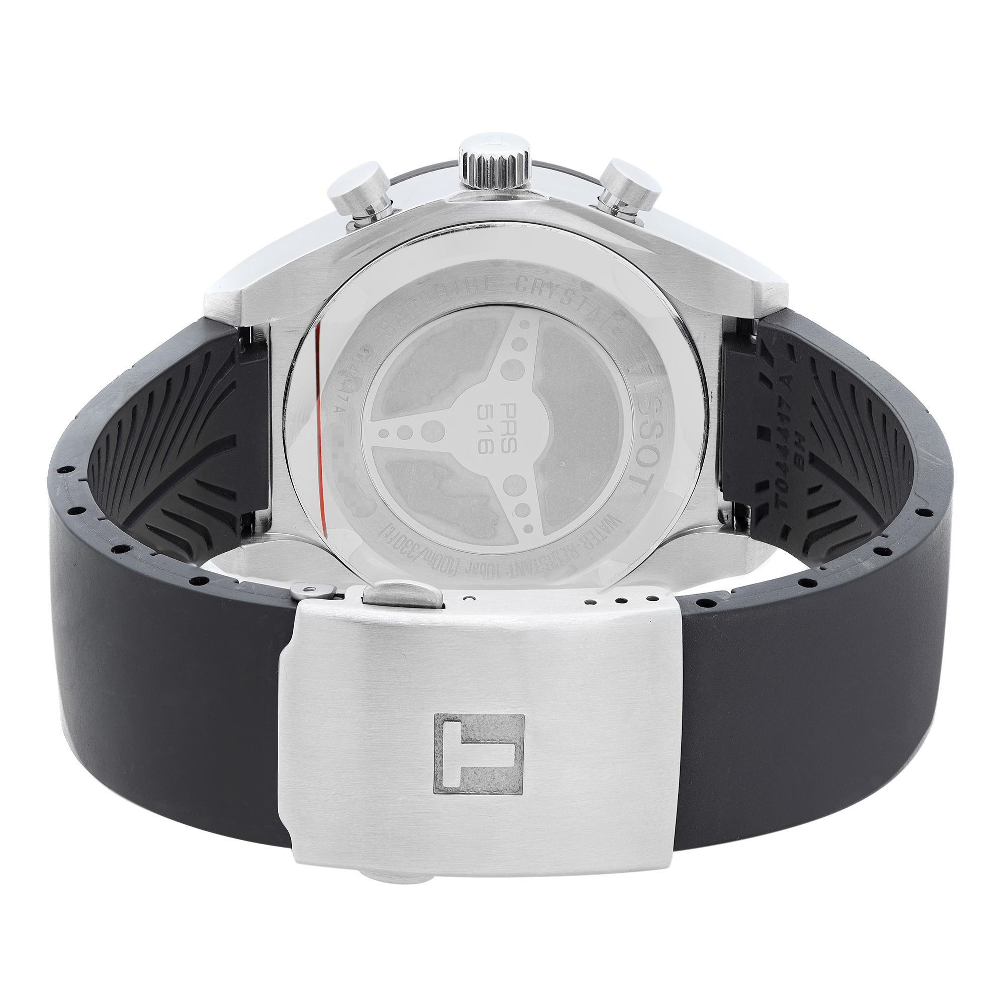 Tissot PRS516 Cronógrafo de acero Esfera negra Reloj de cuarzo para caballero T044.417.27.051.00 1