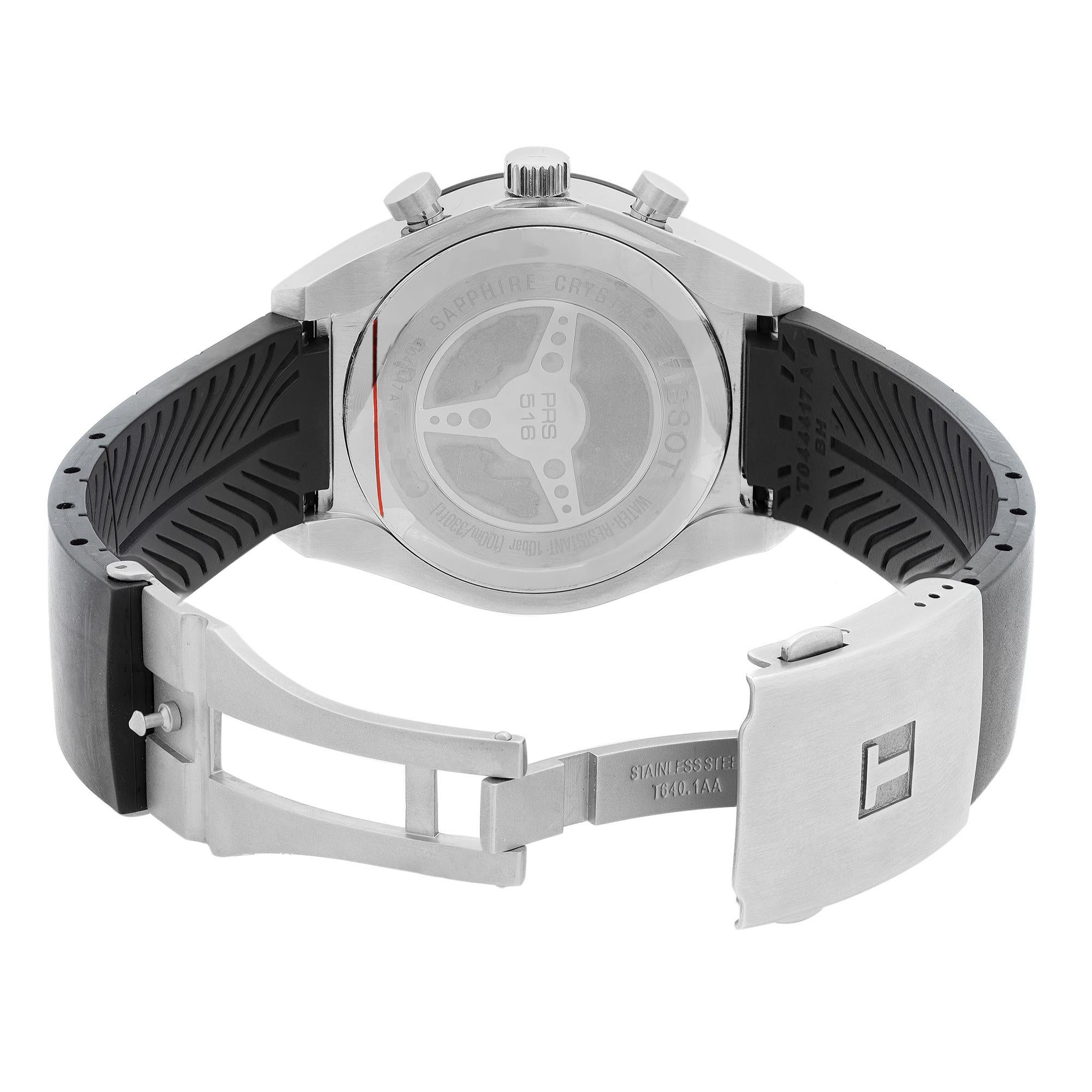 Tissot PRS516 Cronógrafo de acero Esfera negra Reloj de cuarzo para caballero T044.417.27.051.00 2