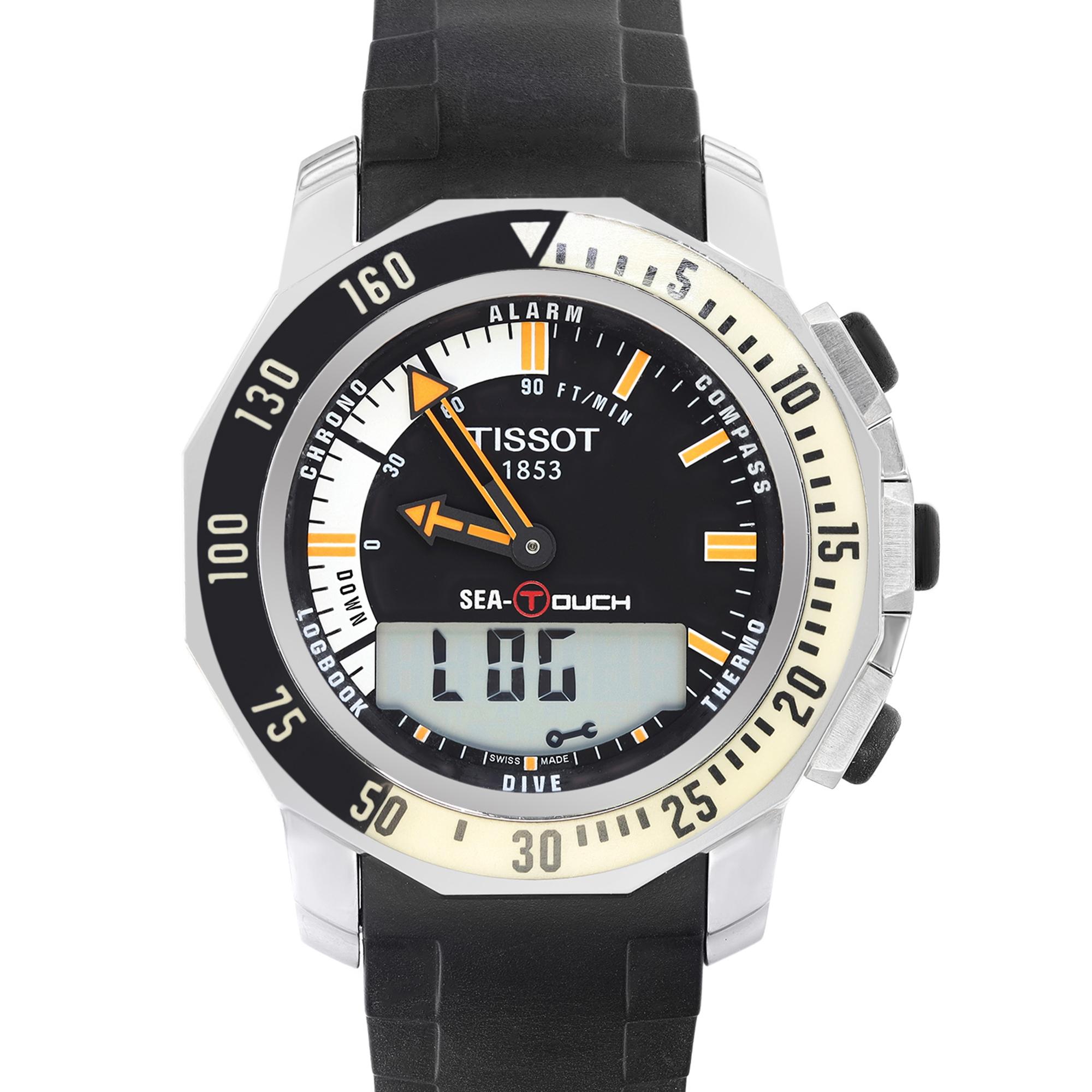 Display Model Tissot Sea-Touch Men's Watch T026.420.17.281.01. The watch was never owned or worn and only may have minor marks from storing. Quartz (Battery) Movement powers this Beautiful Timepiece. Features: Round Stainless Steel Case with a Black