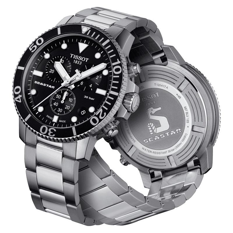 Collection 	T-Sport
Gender 	GENT
Case shape 	ROUND
Water resistance 	Water-resistant up to a pressure of 30 bar (300 m / 1000 ft)
Case Material 	316L stainless steel case
Length (mm) 	45.5
Width (mm) 	45.5
Lugs (mm) 	22
Thickness (mm) 	12.82
Case