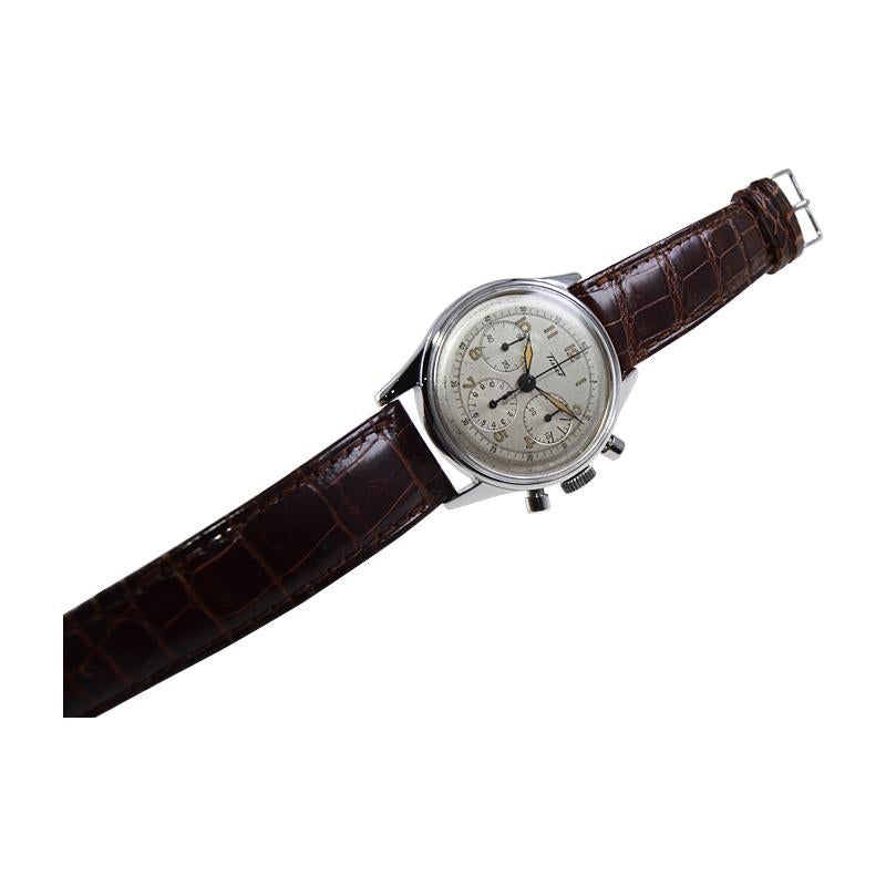 Tissot Stainless Steel High Grade Chronograph from The Late 40's / 50's For Sale 2