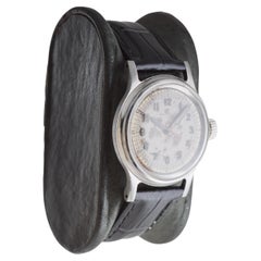 Tissot Steel Multifort Art Deco Watch with Original Patinated Dial from 1940's