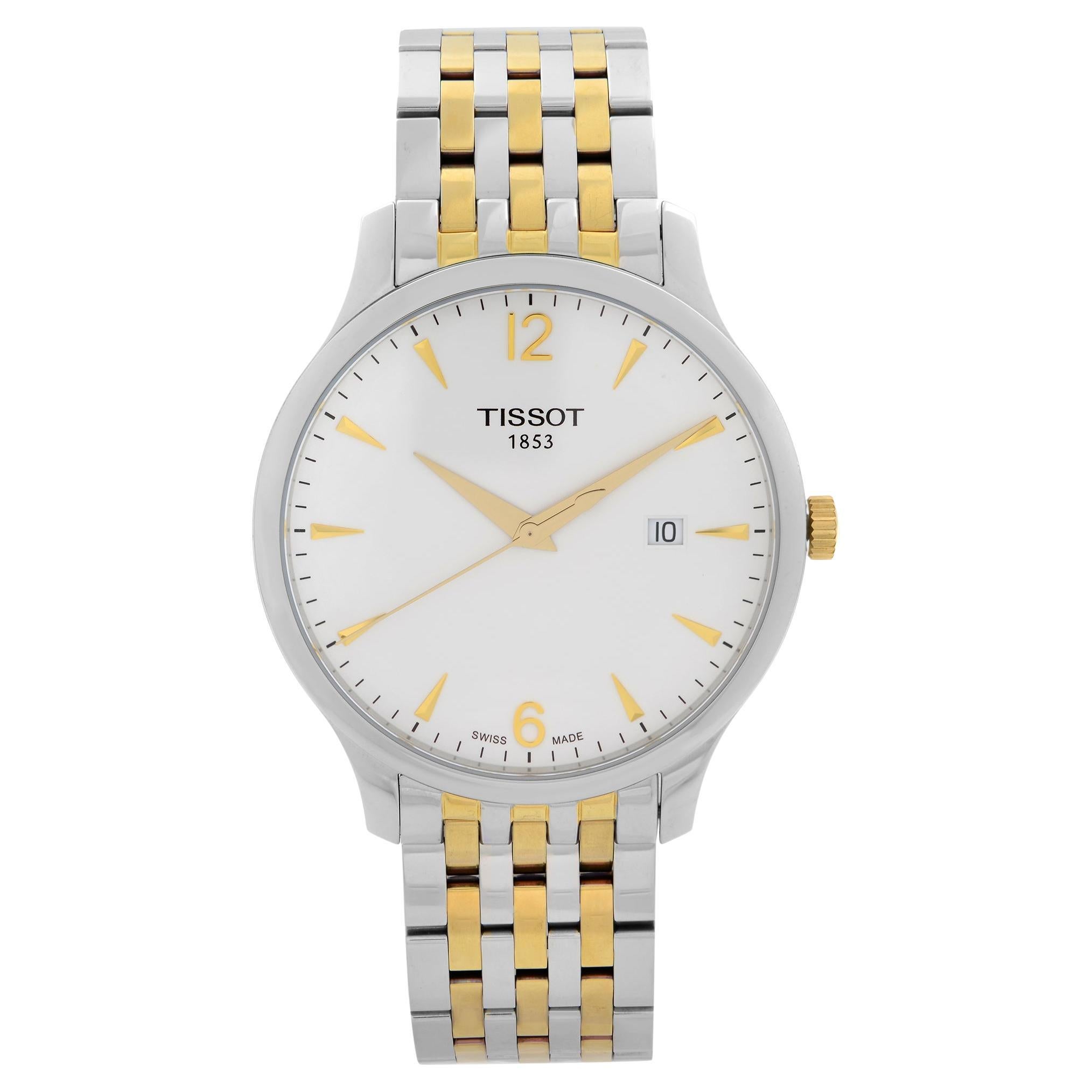 Tissot T-Classic Montre à quartz en acier bicolore avec cadran blanc T063.610.22.037,00