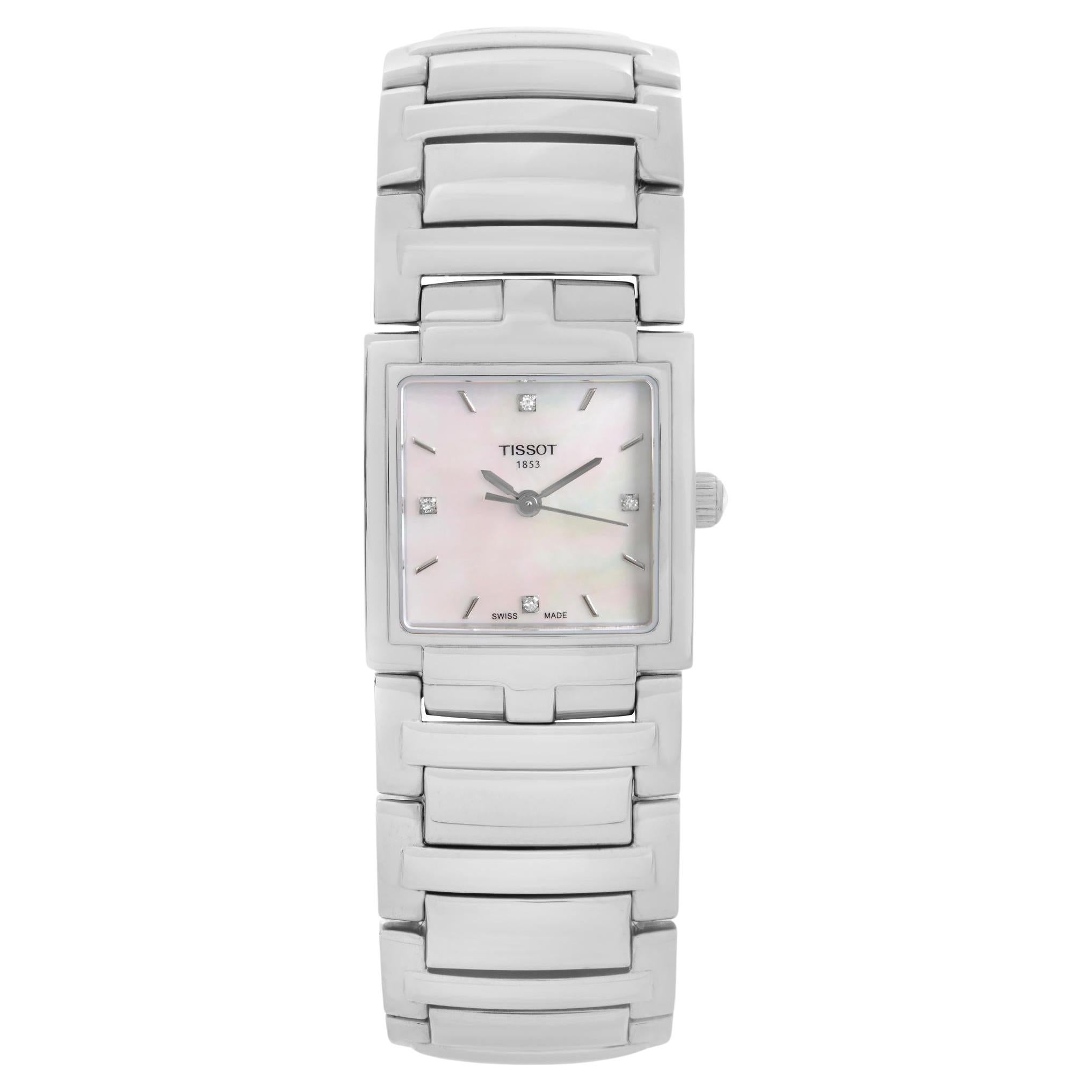 Tissot T-Evocation Steel MOP Diamond Dial Ladies Quartz Watch T051.310.11.116.00