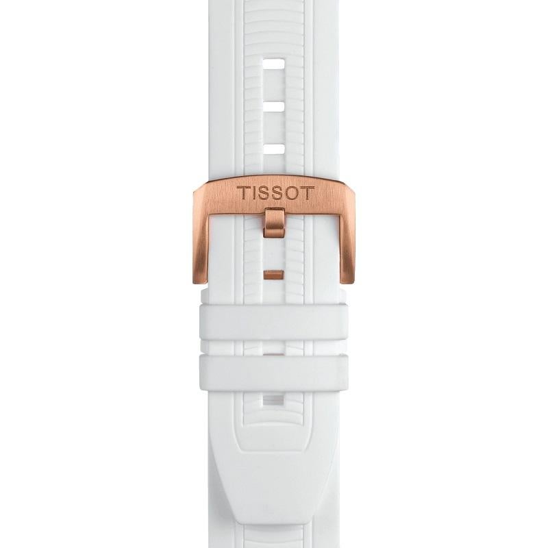 Collection 	T-Sport
Gender 	GENT
Case shape 	ROUND
Water resistance 	Water-resistant up to a pressure of 10 bar (100 m / 330 ft)
Case Material 	316L stainless steel case with rose gold PVD coating
Length (mm) 	47.6
Width (mm) 	43
Lugs (mm)