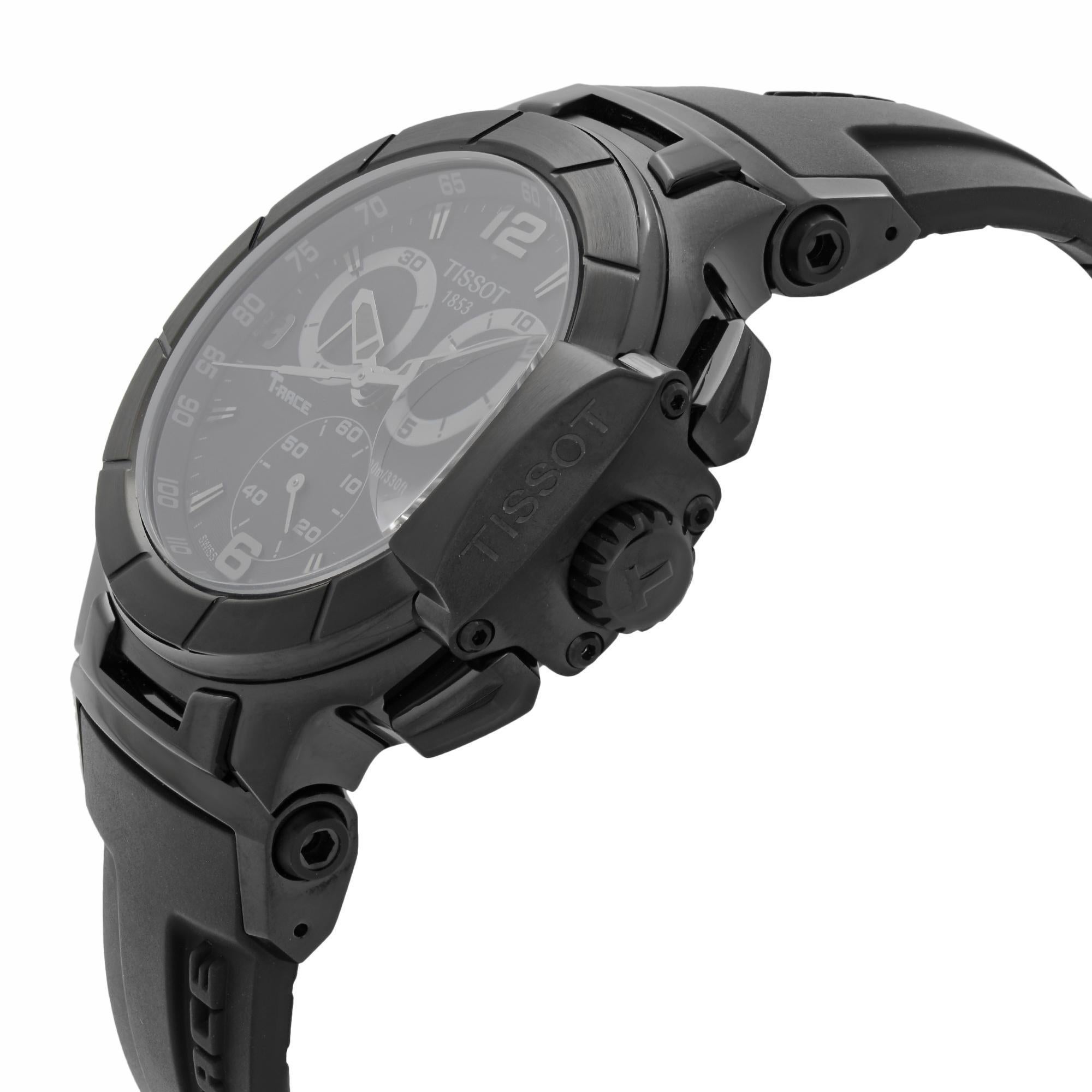 Tissot T-Race Chronograph Stahl Schwarzes Zifferblatt Herren Quarzuhr T048.417.37.057,00 im Zustand „Gut“ in New York, NY