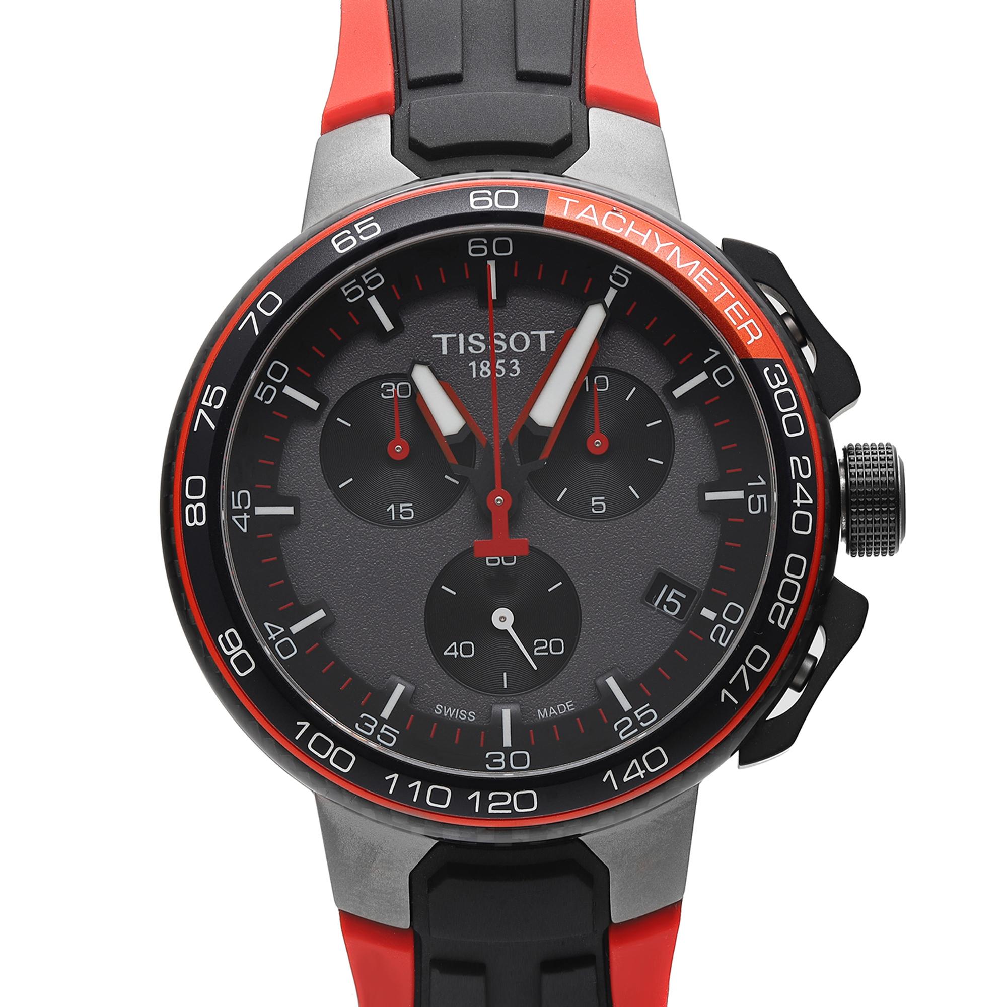 New with Defects Tissot T-Race Men's Watch T111.417.37.441.01. It has a minor dent on the bezel insert over the 