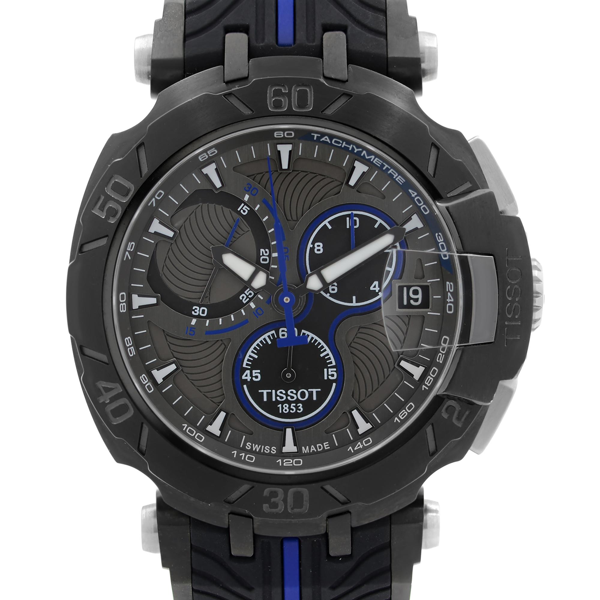 Display Model Tissot T-Race MotoGP Limited Edition Black PVD Stainless Steel Chronograph Quartz Mens Watch T092.417.37.061.00. The Watch has Minor Blemishes Due to Store Handling and a Little Dent on a Bottom Chronograph Push Button. This Beautiful