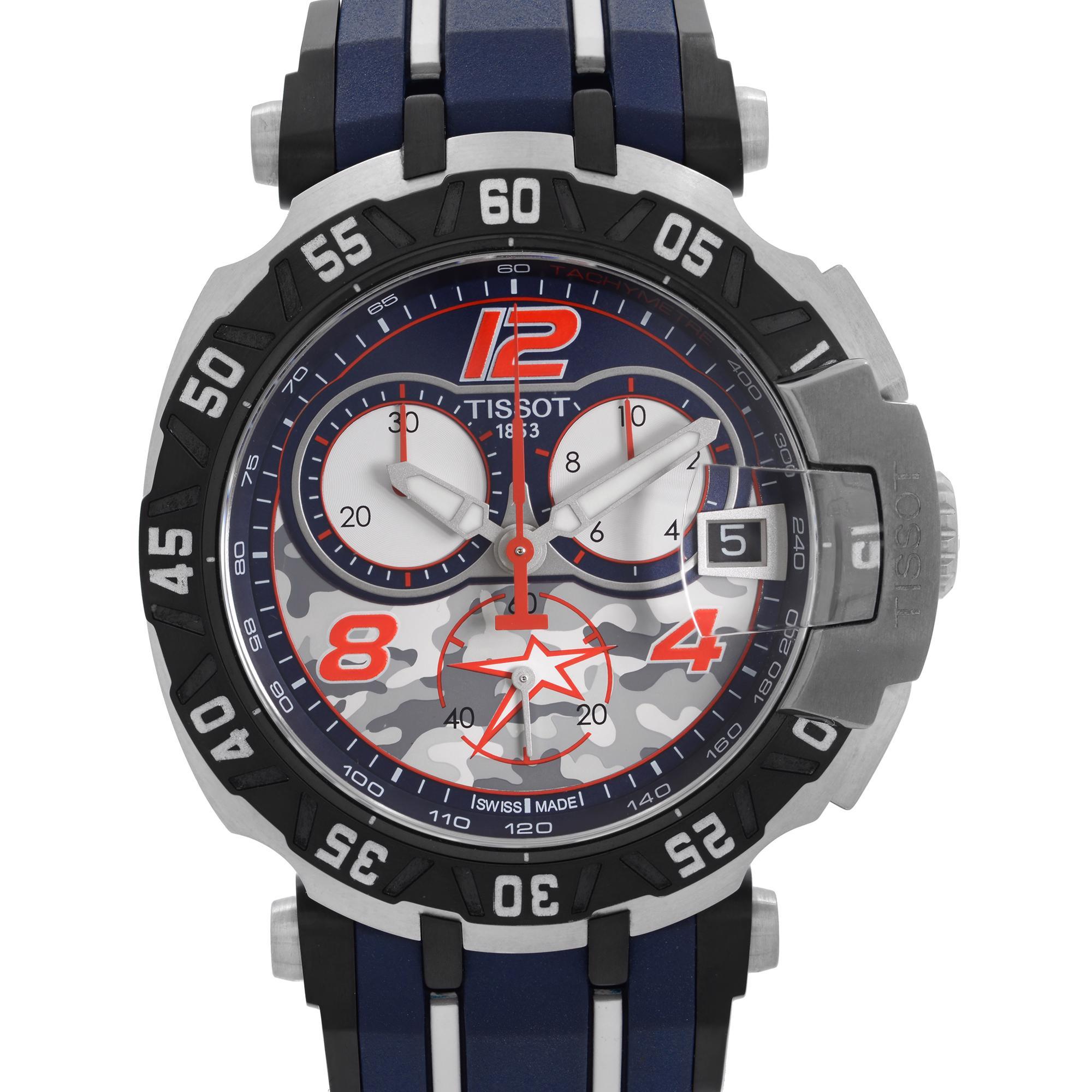 Pre-owned Limited Edition Tissot T-Race Nicky Hayden T092.417.27.057.03. The Band Fits 7.25 inches Wrist Size. The Case has Micro Scratches on the Side and the the Bezel has Minor Dent. Regular Tissot Box and Papers are Included. Covered by 1-year