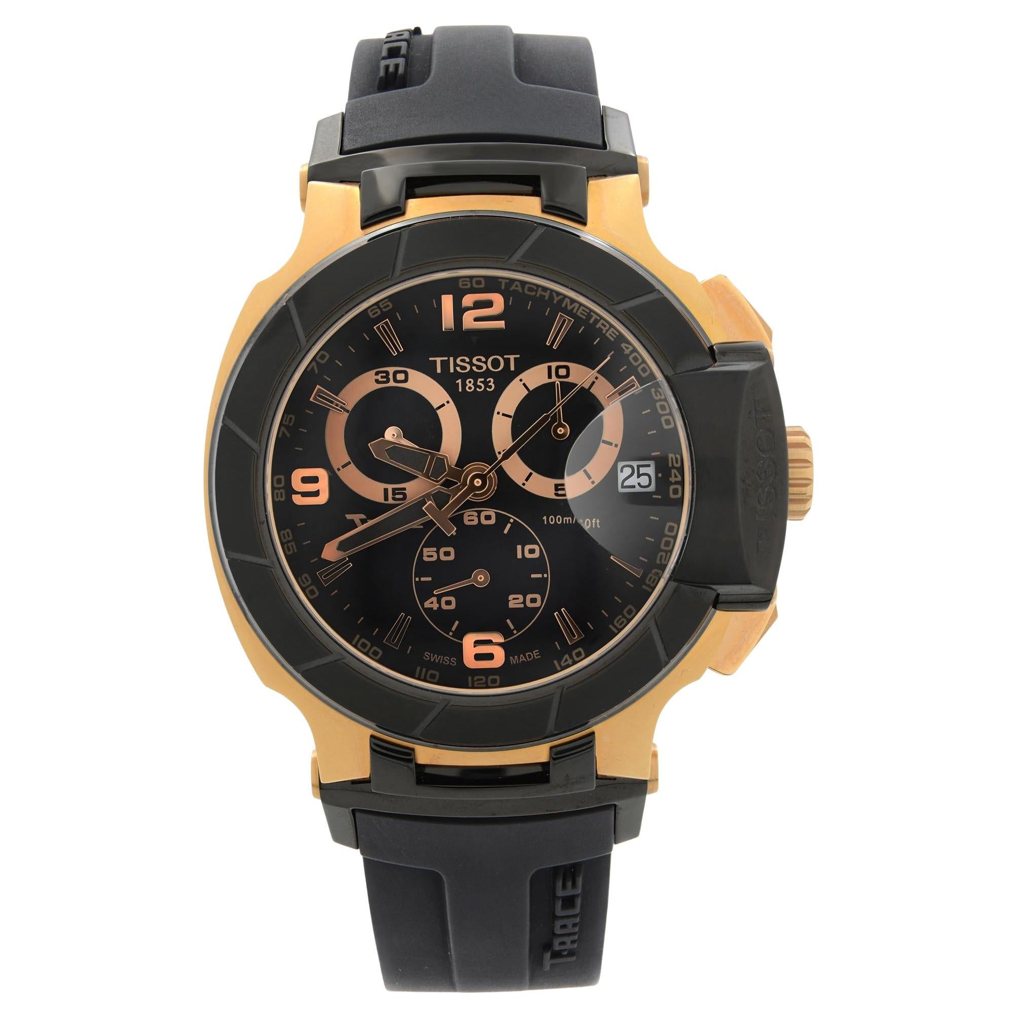 Tissot T-Race Rose Gold-Tone Steel Black Dial Quartz Watch T048.417.27.057.06 For Sale