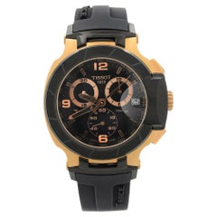 Antique Tissot T-Race Rose Gold-Tone Steel Black Dial Quartz Watch T048.417.27.057.06