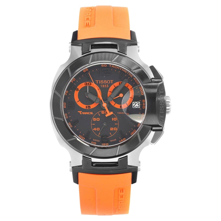 Tissot T Race Chronograph Black Dial Orange Rubber Strap Watch for Men - T141.417.37.051.02 main image 0