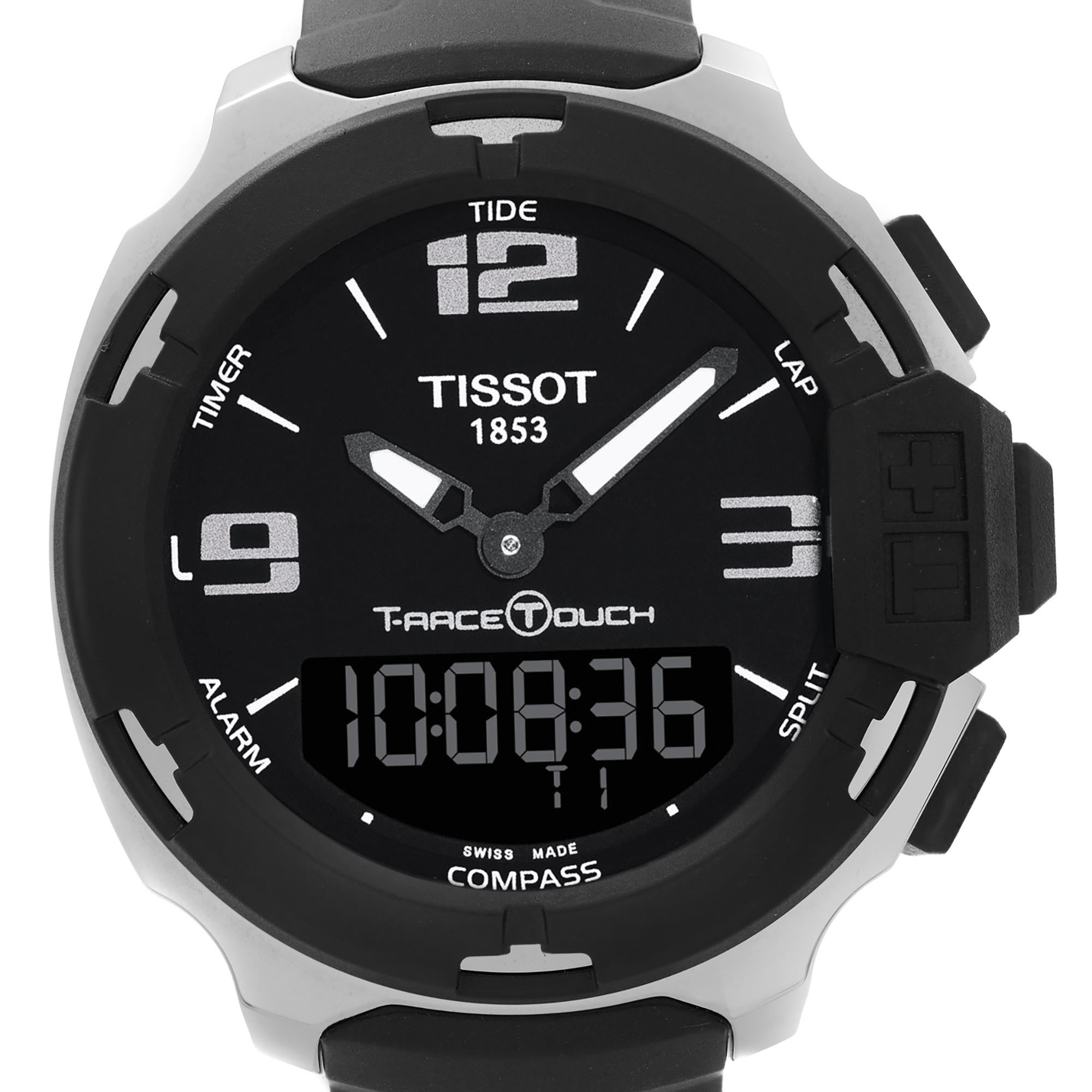 Display Model Tissot T-Race Touch Steel Rubber Black Dial Quartz Men's Watch T081.420.17.057.01. The Watch Has Minor Blemish on the Bezel Due to Store Handling. This Beautiful Timepiece is Powered by Quartz (Battery) Movement and Features: Round