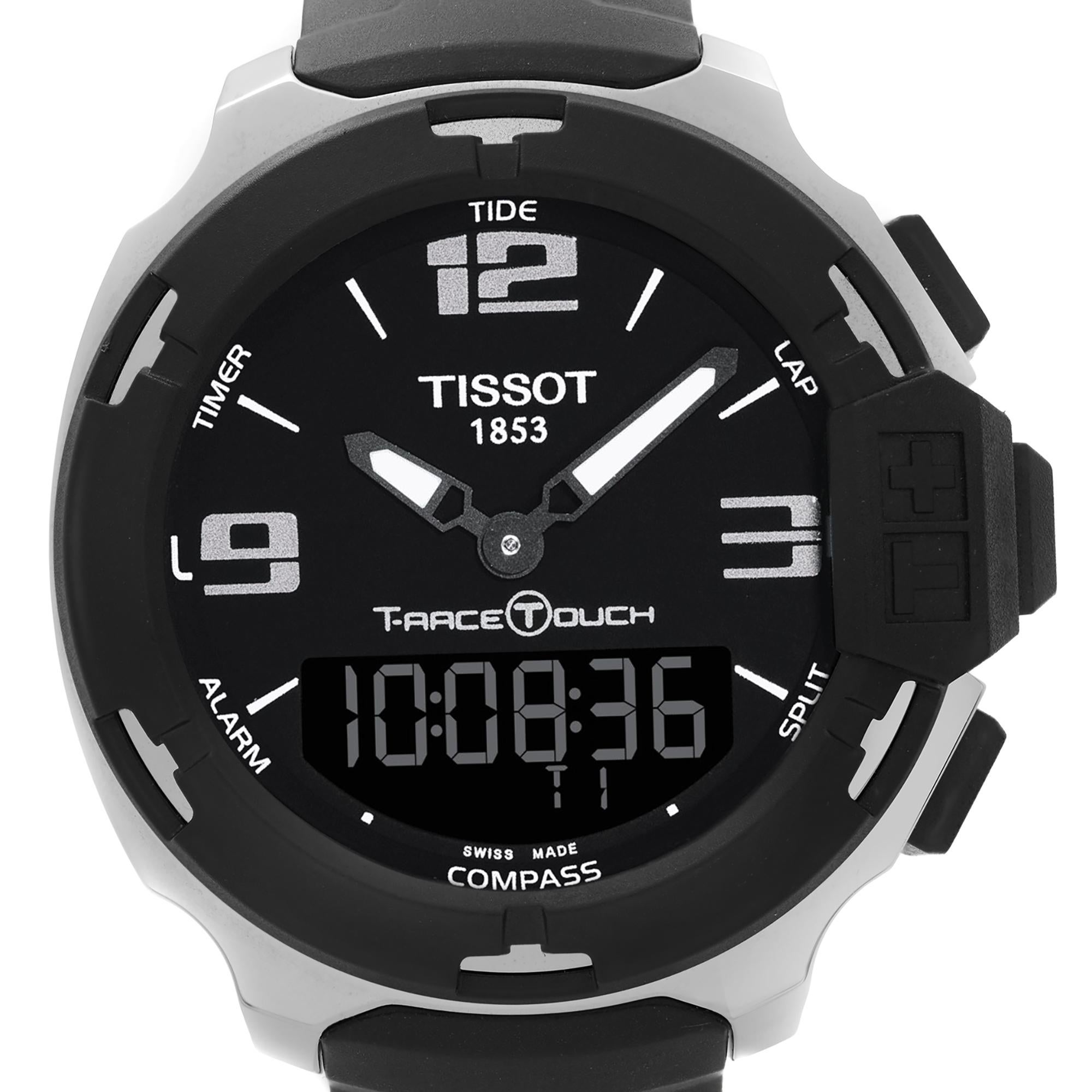 Display Model Tissot T-Race Touch Steel Rubber Black Dial Quartz Men's Watch T081.420.17.057.01. The Watch Has Minor Blemishes on the Bezel Due to Store Handling. This Beautiful Timepiece is Powered by Quartz (Battery) Movement and Features: Round