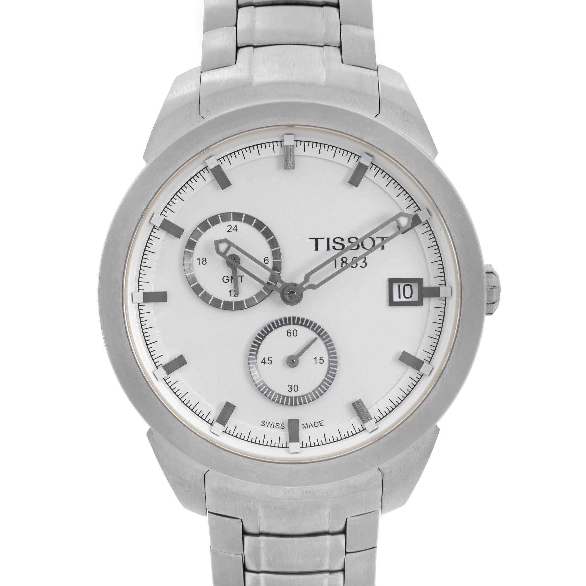 Unworn Tissot T-Sport Quartz Men's Watch T069.439.44.031.00. This Beautiful Timepiece is Powered by Quartz (Battery) and Features: Titanium Case and Bracelet, Silver Dial within Gray Hands And index Hour Markers. Date Display Set at the 3 O'Clock