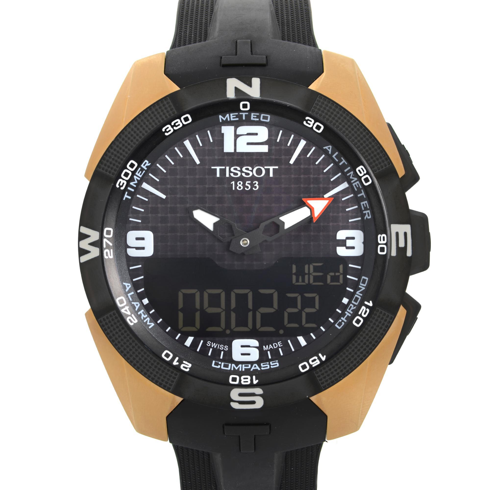 New with Defects Tissot T-Touch Expert Solar Men's Watch T091.420.47.207.00. The Watch has tiny scratches or other blemishes on the case. This Beautiful Timepiece is Powered by Quartz (Battery) Movement and Features: Round Rose Gold-Tone Titanium