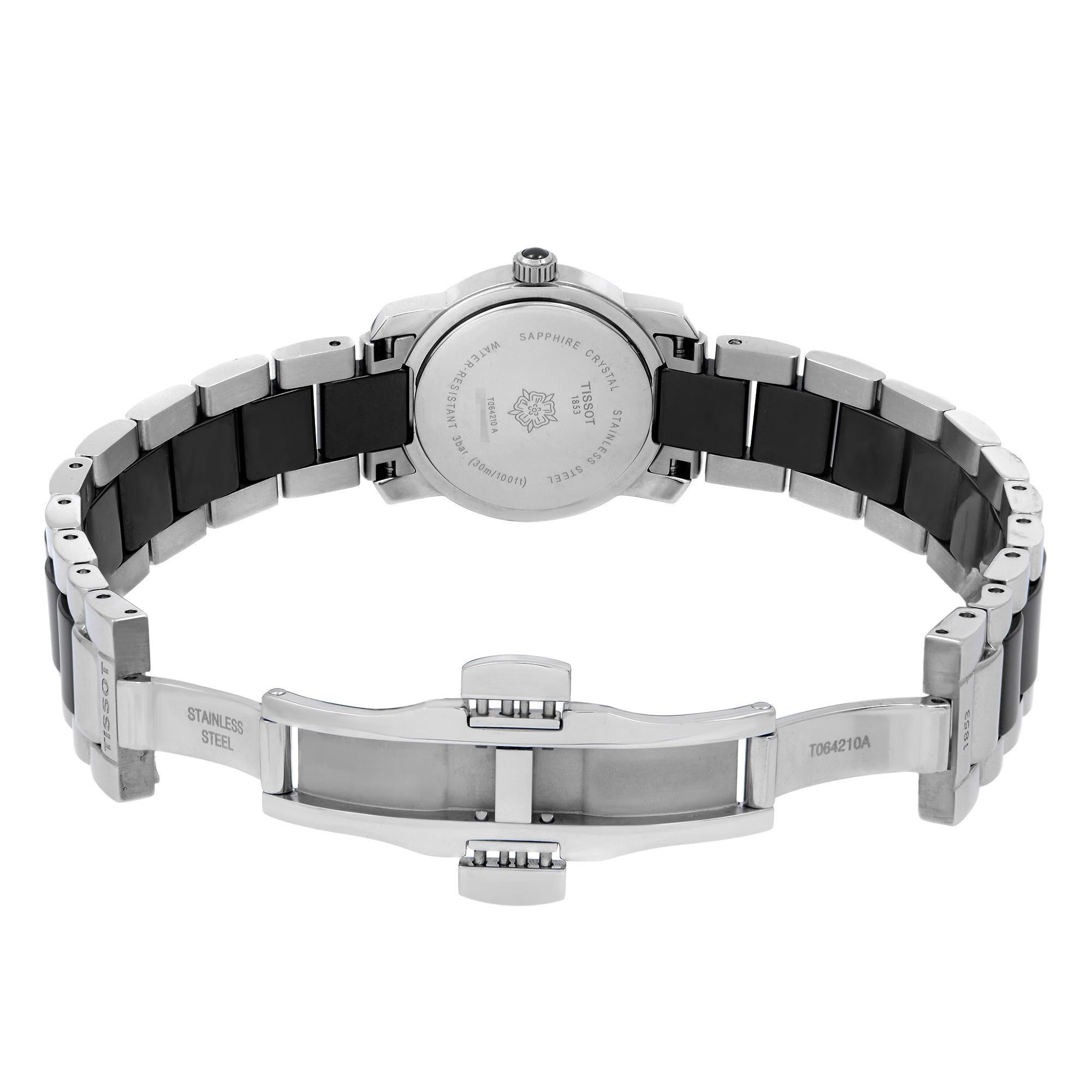  Tissot Montre à quartz T-Trend 28 mm en acier, céramique et diamants pour femmes T064.210.22.056.00 Pour femmes 