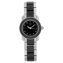 Tissot Montre à quartz T-Trend 28 mm en acier, céramique et diamants pour femmes T064.210.22.056.00