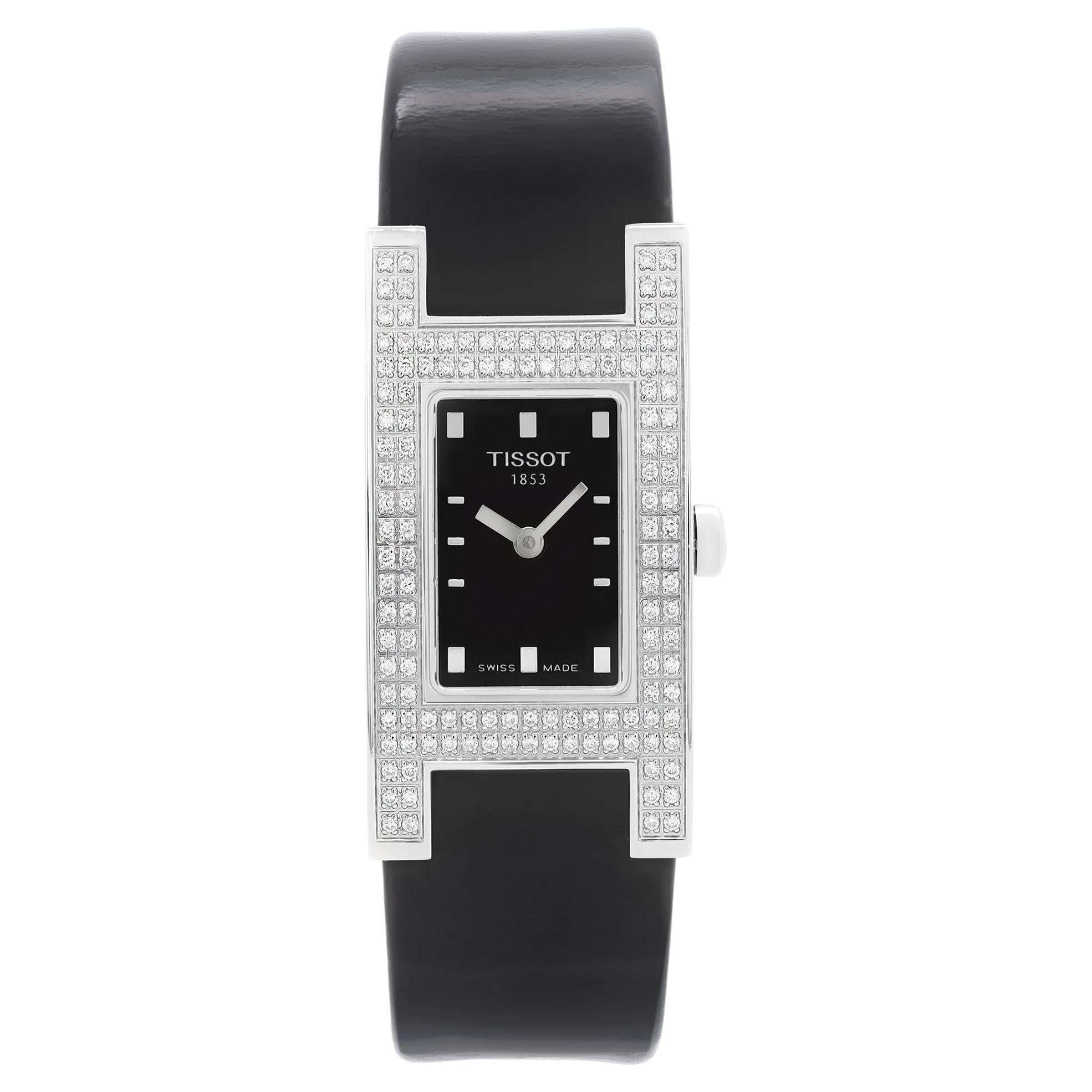 Tissot T-Trend Bellflower Steel Diamond Black Dial Quartz Watch T11.1.425.51